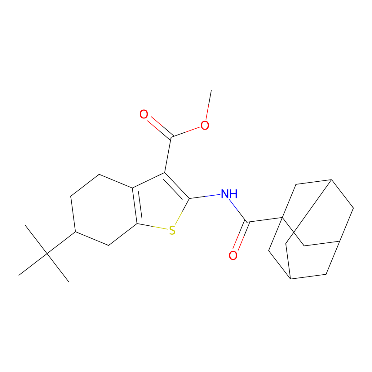 Methyl 2-[(1-adamantylcarbonyl)amino]-6-tert-butyl-4,5,6,7-tetrahydro-1-benzothiophene-3-carboxylate molecular structure, CAS 379251-16-8