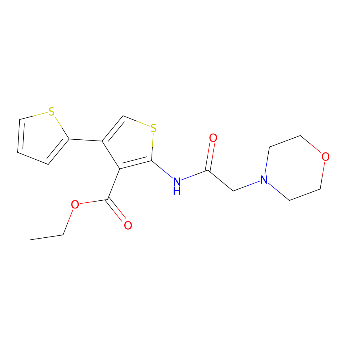 Ethyl 2-(2-morpholin-4-ylacetylamino)-4-(2-thienyl)thiophene-3-carboxylate molecular structure, CAS 379251-30-6