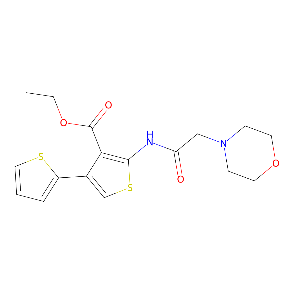 Ethyl 2-(2-morpholin-4-ylacetylamino)-4-(2-thienyl)thiophene-3-carboxylate molecular structure, CAS 379251-30-6