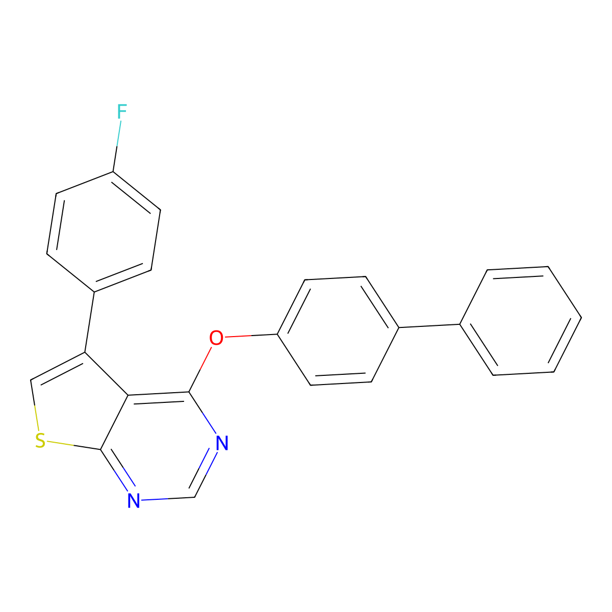 4-(Biphenyl-4-yloxy)-5-(4-fluorophenyl)thieno[2,3-d]pyrimidine molecular structure, CAS 379251-34-0