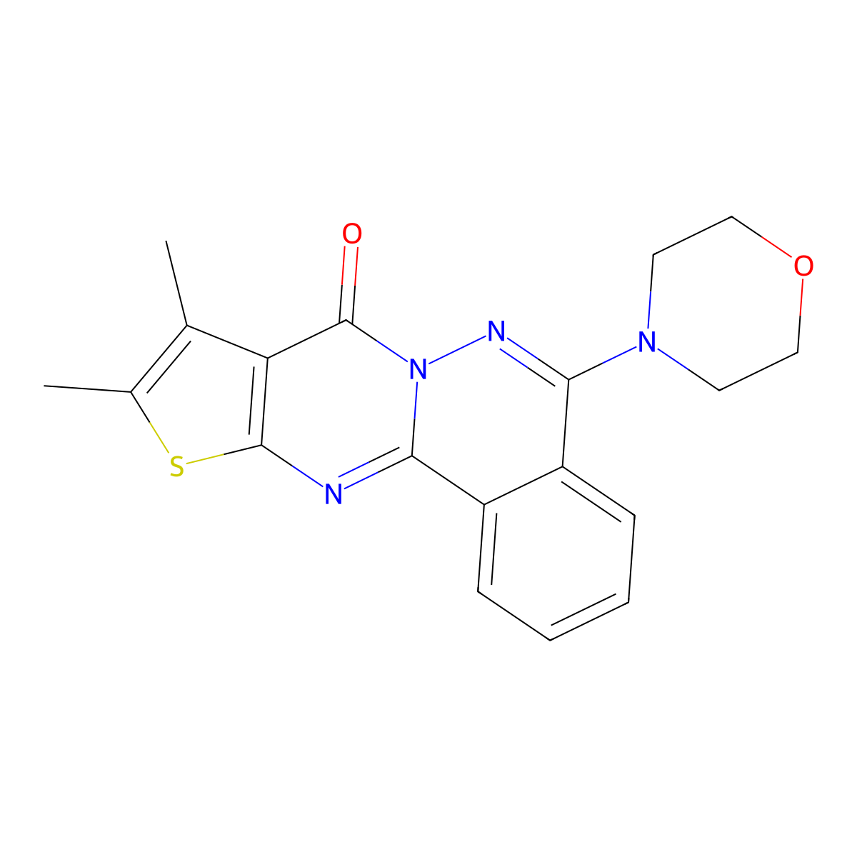 9,10-dimethyl-5-morpholino-8H-thieno[2',3':4,5]pyrimido[2,1-a]phthalazin-8-one molecular structure, CAS 379251-50-0