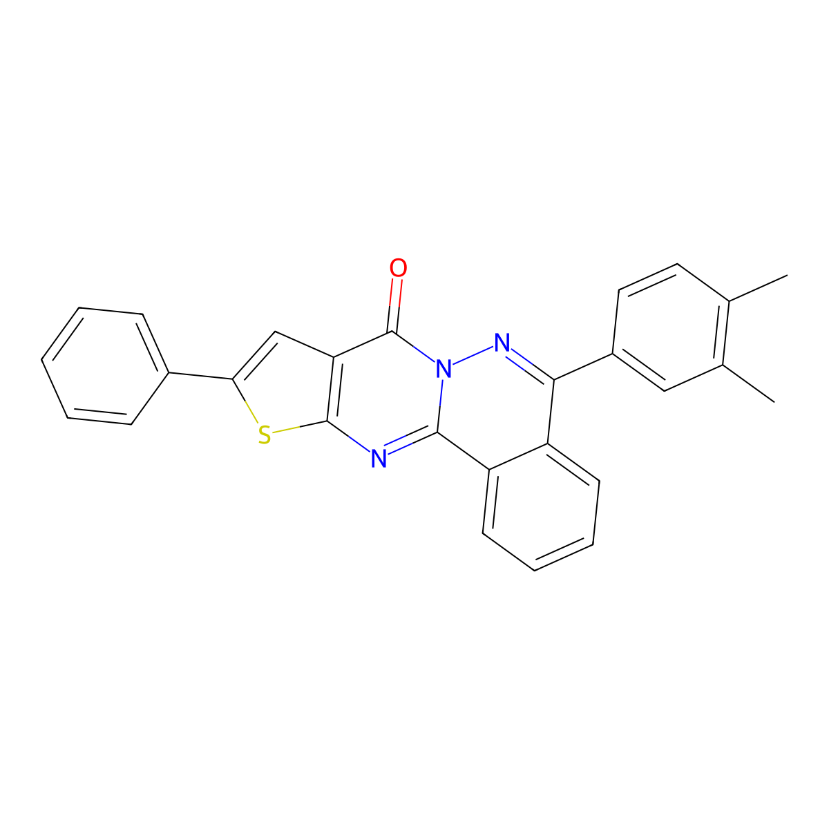 5-(3,4-dimethylphenyl)-10-phenyl-8H-thieno[2',3':4,5]pyrimido[2,1-a]phthalazin-8-one molecular structure, CAS 379251-80-6