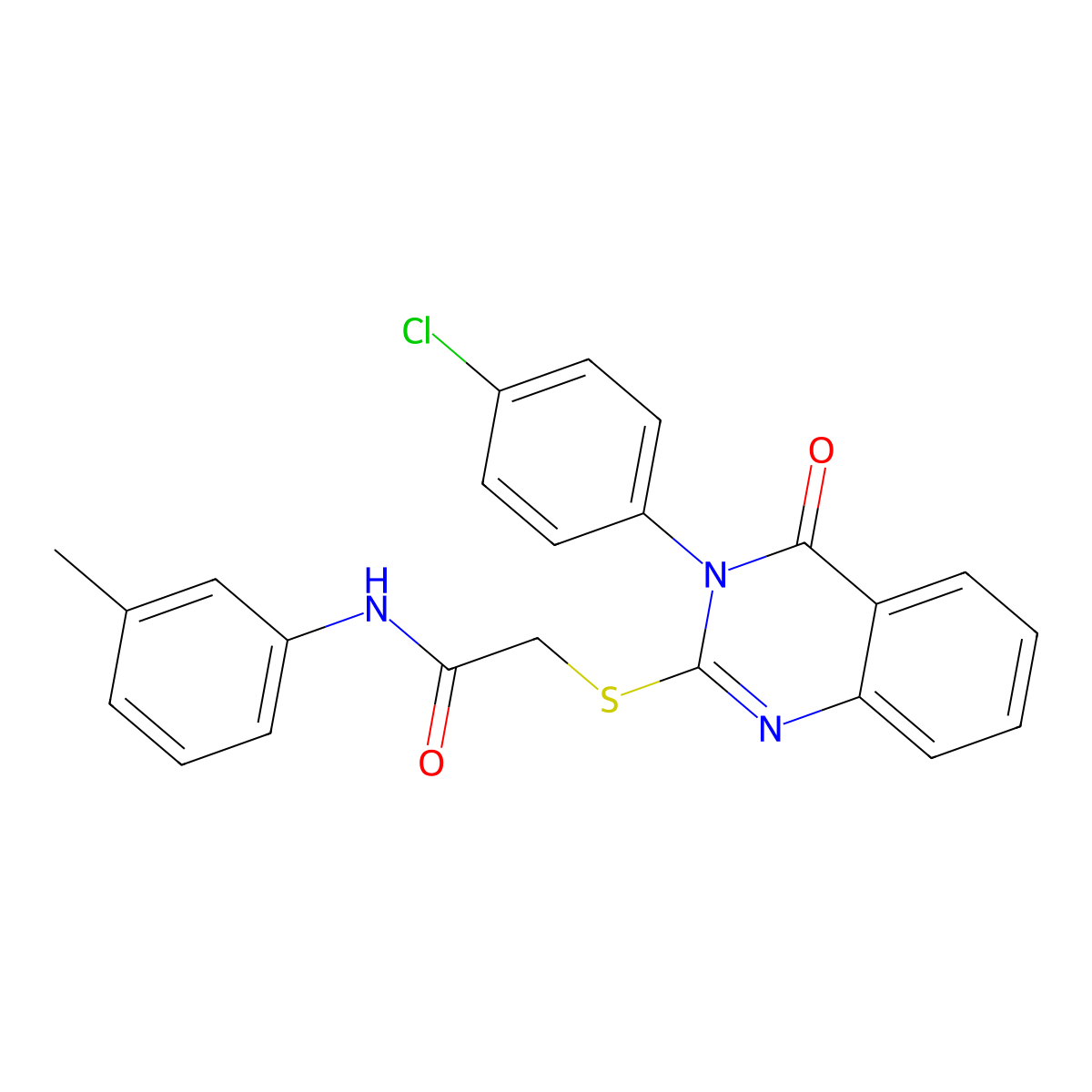 2-((3-(4-Chloro-PH)-4-oxo-3,4-dihydro-2-quinazolinyl)thio)-N-(3-ME-PH)acetamide molecular structure, CAS 379252-28-5