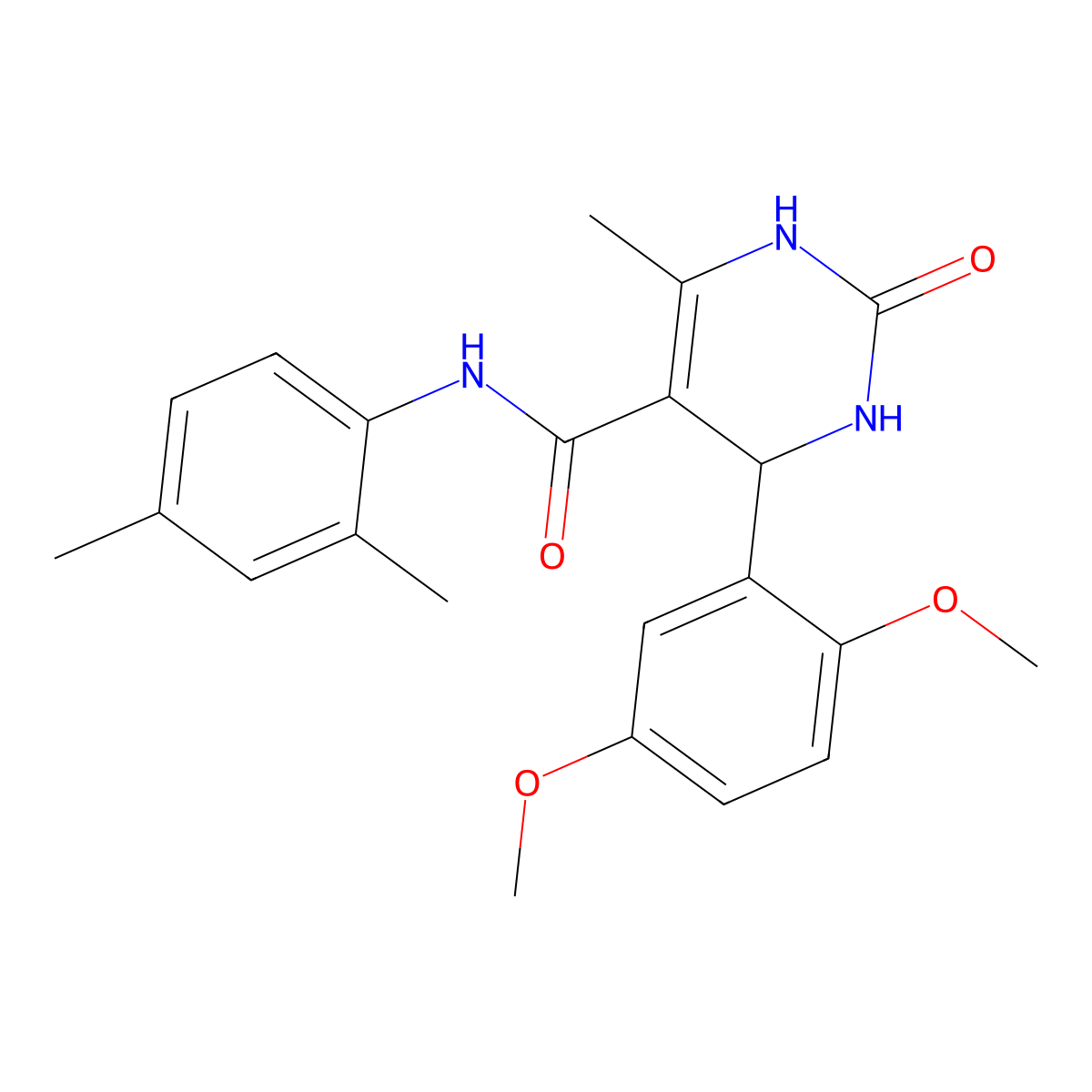 4-(2,5-dimethoxyphenyl)-N-(2,4-dimethylphenyl)-6-methyl-2-oxo-1,2,3,4-tetrahydropyrimidine-5-carboxamide molecular structure, CAS 379252-36-5