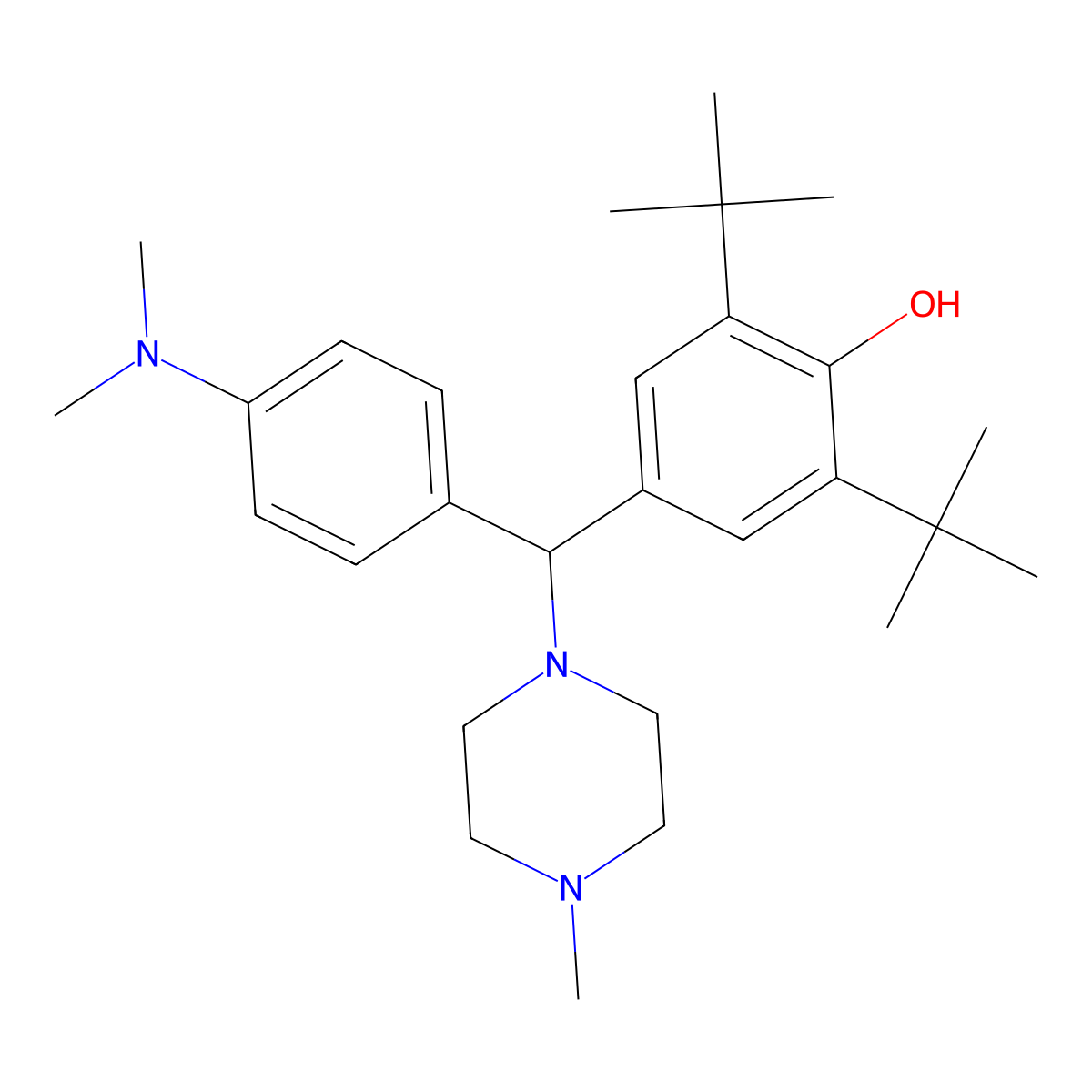 2,6-Di-tert-butyl-4-{[4-(dimethylamino)phenyl](4-methylpiperazin-1-yl)methyl}phenol molecular structure, CAS 379252-39-8
