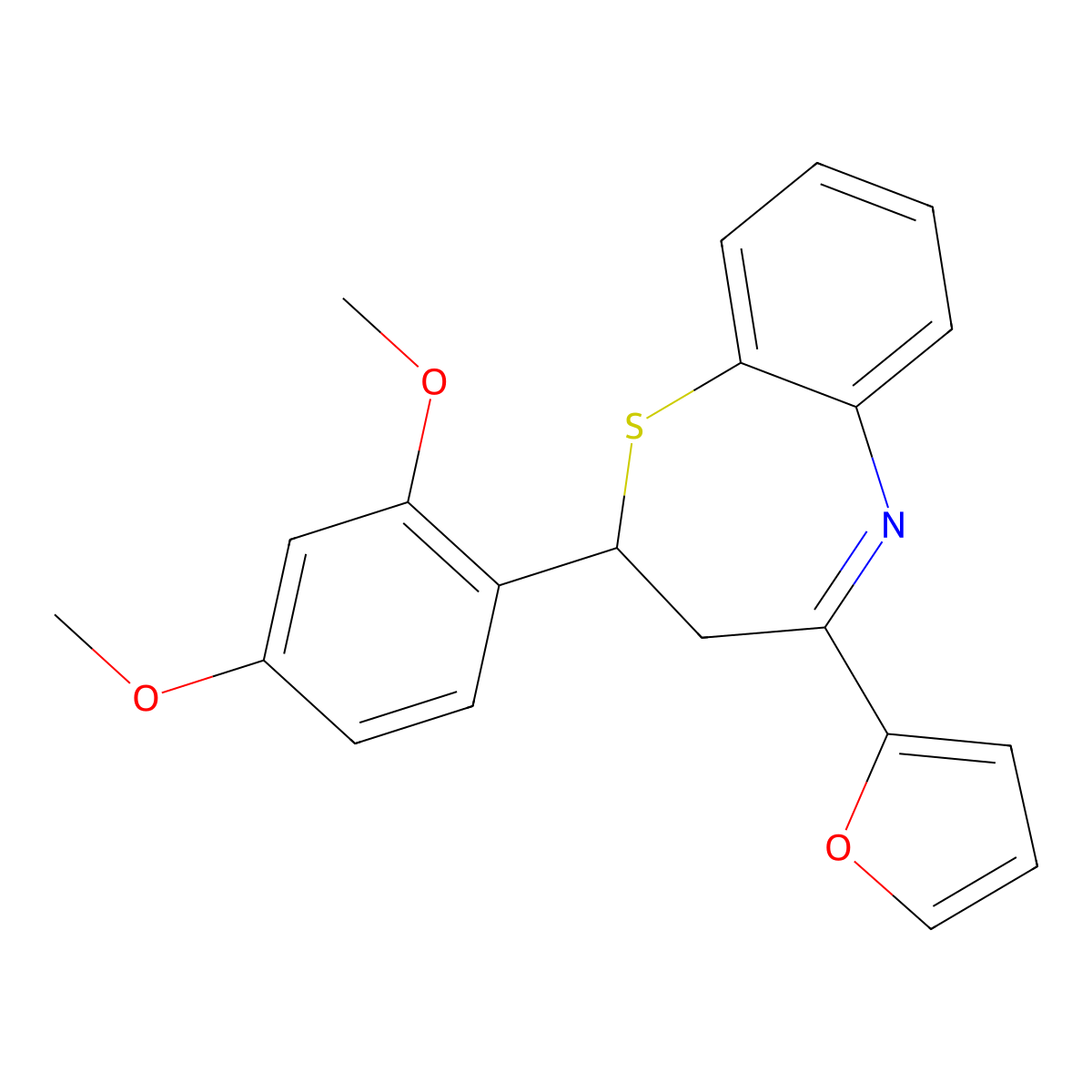 2-(2,4-Dimethoxyphenyl)-4-(furan-2-yl)-2,3-dihydro-1,5-benzothiazepine molecular structure, CAS 379252-40-1