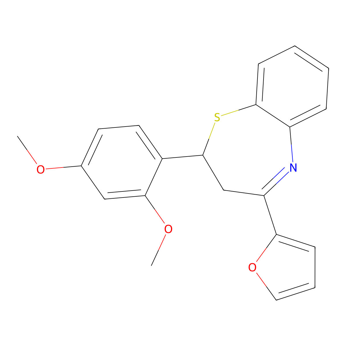 2-(2,4-Dimethoxyphenyl)-4-(furan-2-yl)-2,3-dihydro-1,5-benzothiazepine molecular structure, CAS 379252-40-1