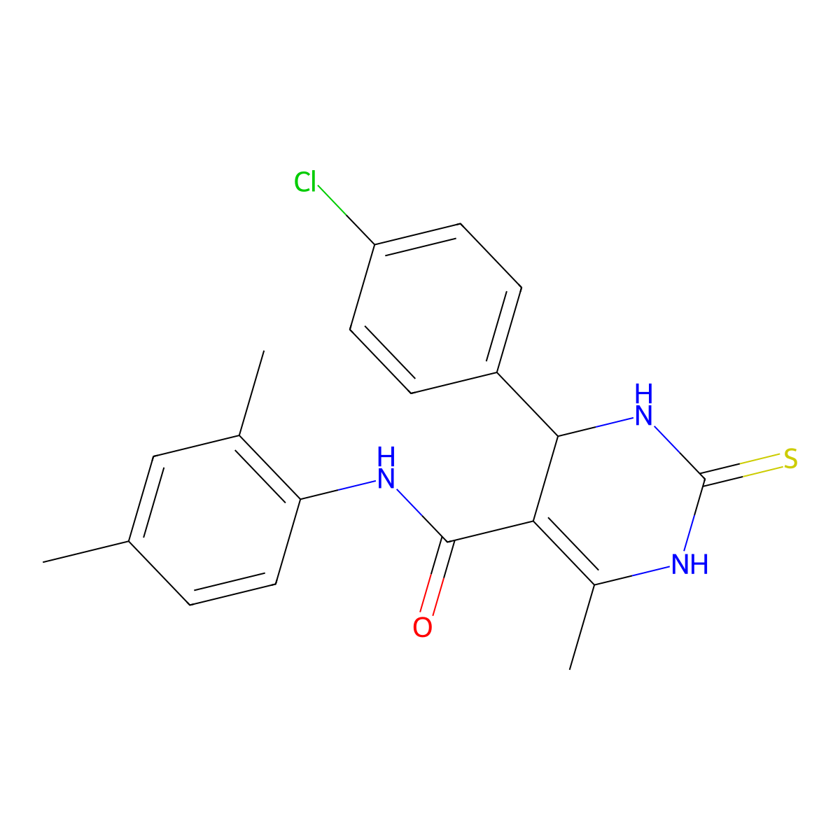 4-(4-chlorophenyl)-N-(2,4-dimethylphenyl)-6-methyl-2-thioxo-1,2,3,4-tetrahydropyrimidine-5-carboxamide molecular structure, CAS 379252-43-4