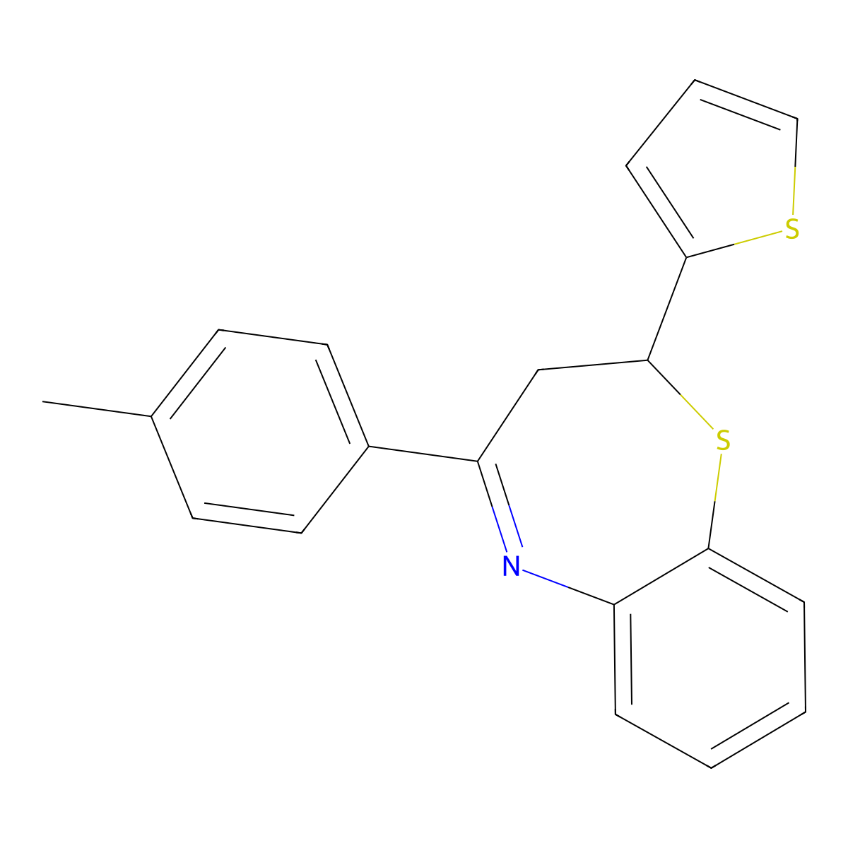 2-(Thiophen-2-yl)-4-(p-tolyl)-2,3-dihydrobenzo[b][1,4]thiazepine molecular structure, CAS 379252-62-7