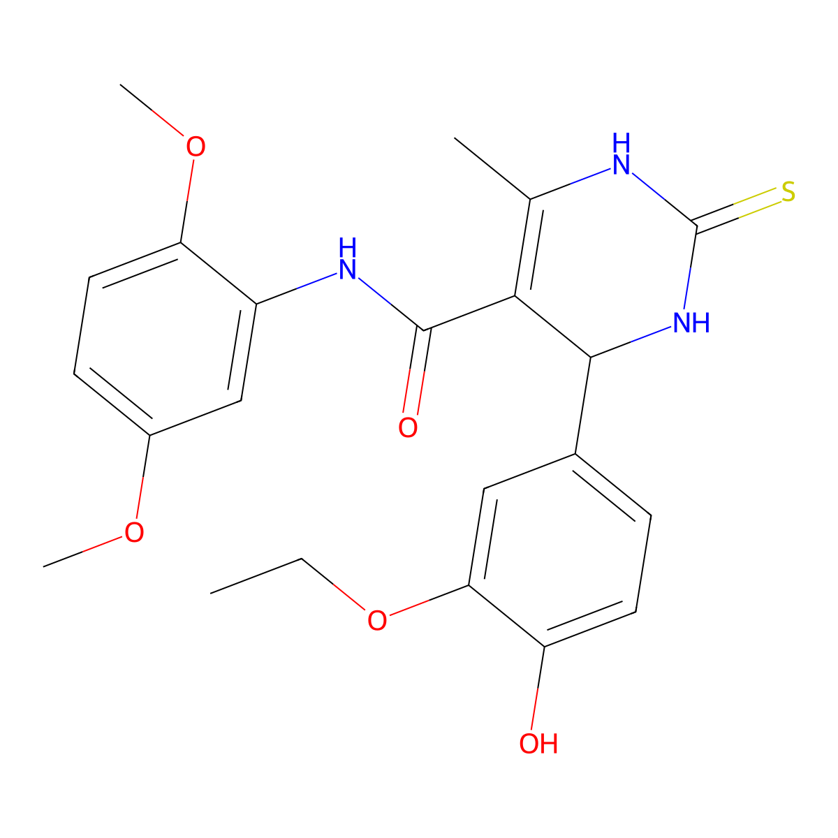 N-(2,5-dimethoxyphenyl)-4-(3-ethoxy-4-hydroxyphenyl)-6-methyl-2-thioxo-1,2,3,4-tetrahydro-5-pyrimidinecarboxamide molecular structure, CAS 379252-64-9