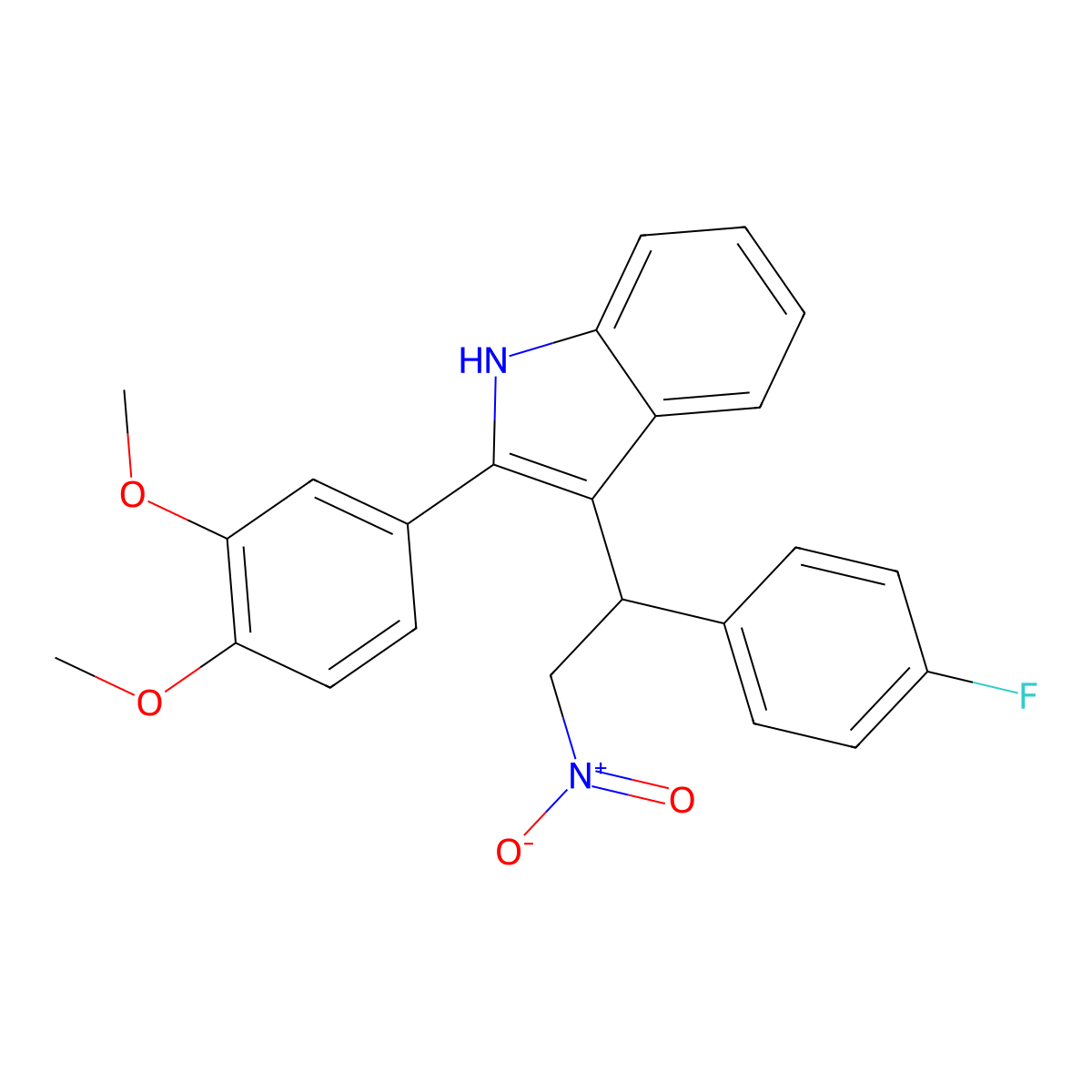 2-(3,4-dimethoxyphenyl)-3-[1-(4-fluorophenyl)-2-nitroethyl]-1H-indole molecular structure, CAS 379252-67-2