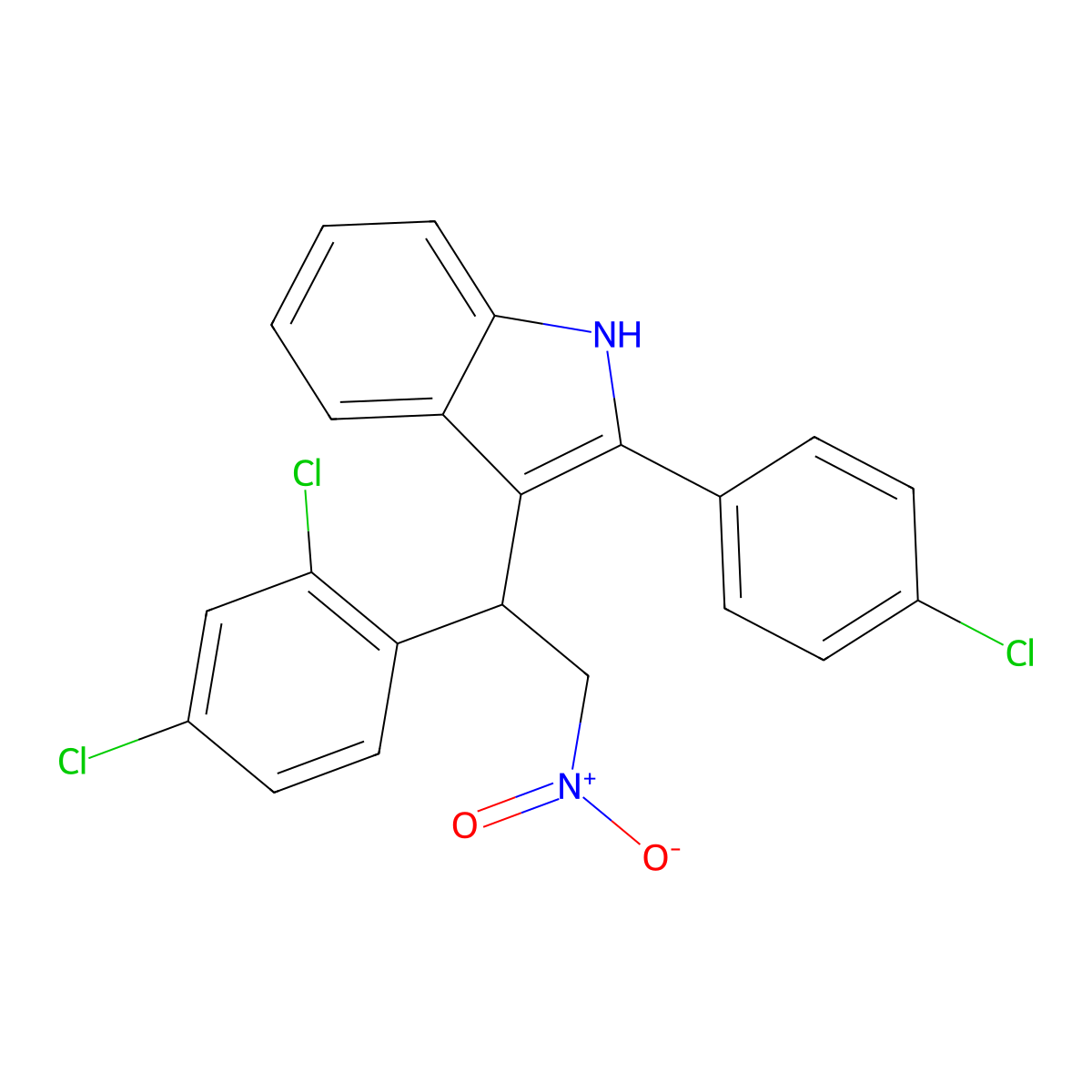 2-(4-chlorophenyl)-3-[1-(2,4-dichlorophenyl)-2-nitroethyl]-1H-indole molecular structure, CAS 379252-68-3