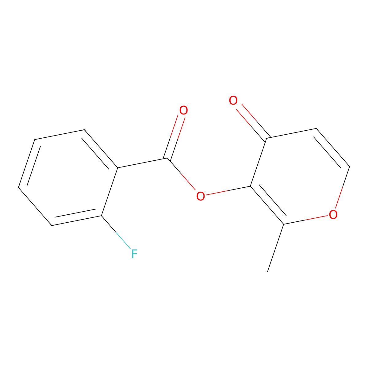 2-methyl-4-oxo-4H-pyran-3-yl 2-fluorobenzoate molecular structure, CAS 379252-70-7