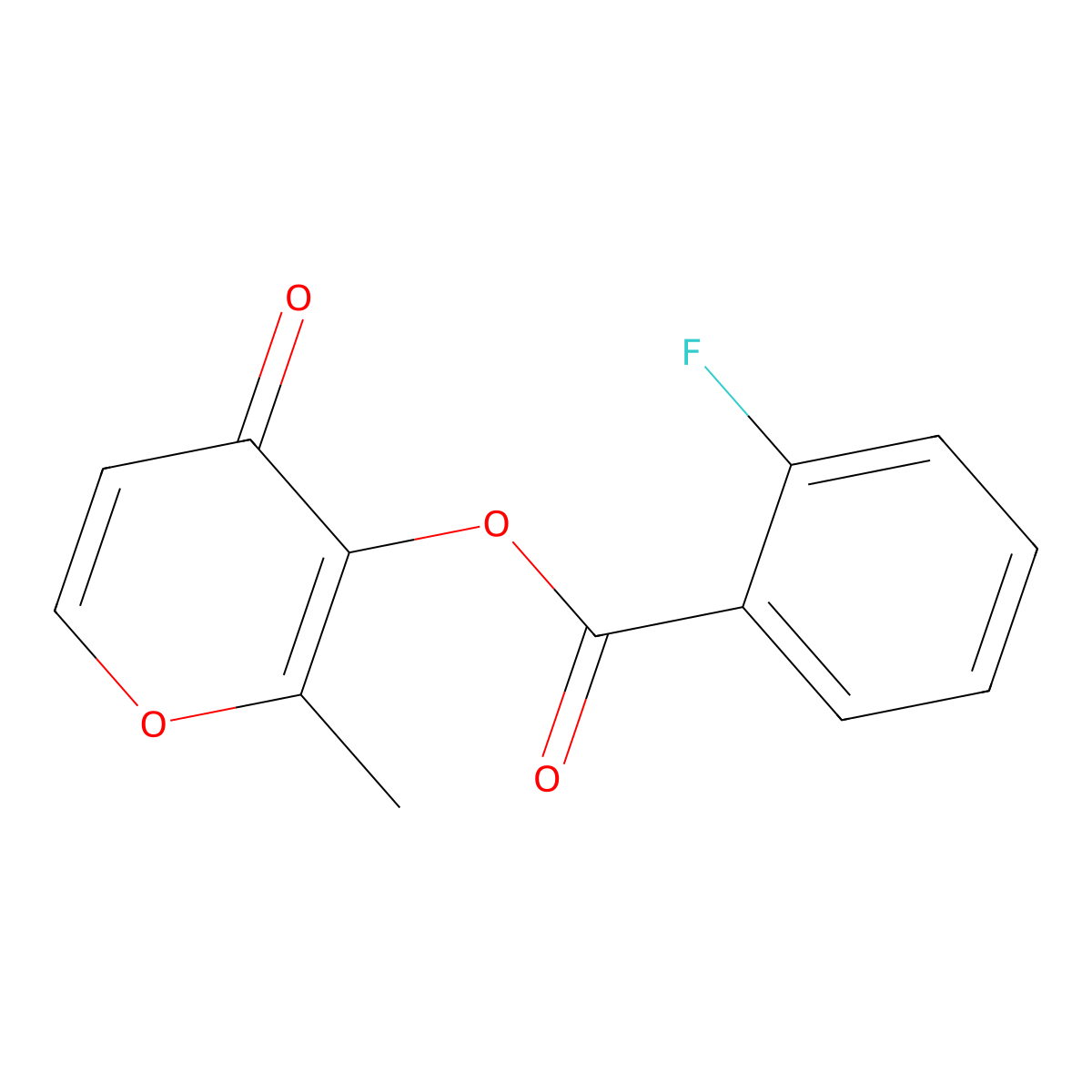 2-methyl-4-oxo-4H-pyran-3-yl 2-fluorobenzoate molecular structure, CAS 379252-70-7