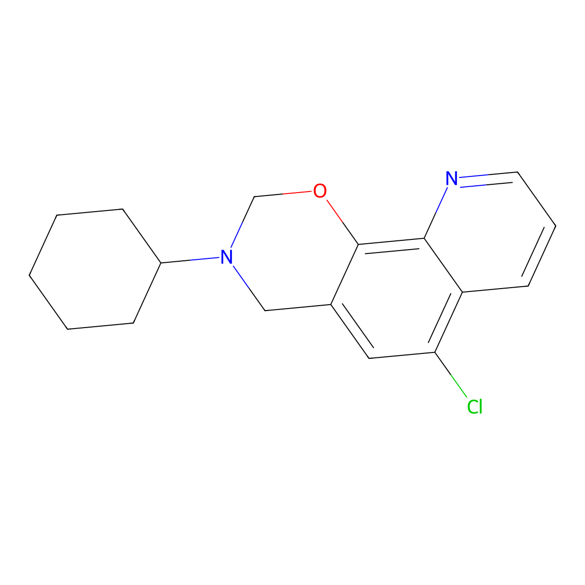 6-Chloro-3-cyclohexyl-2,4-dihydropyrido[3,2-h][1,3]benzoxazine molecular structure, CAS 379253-06-2