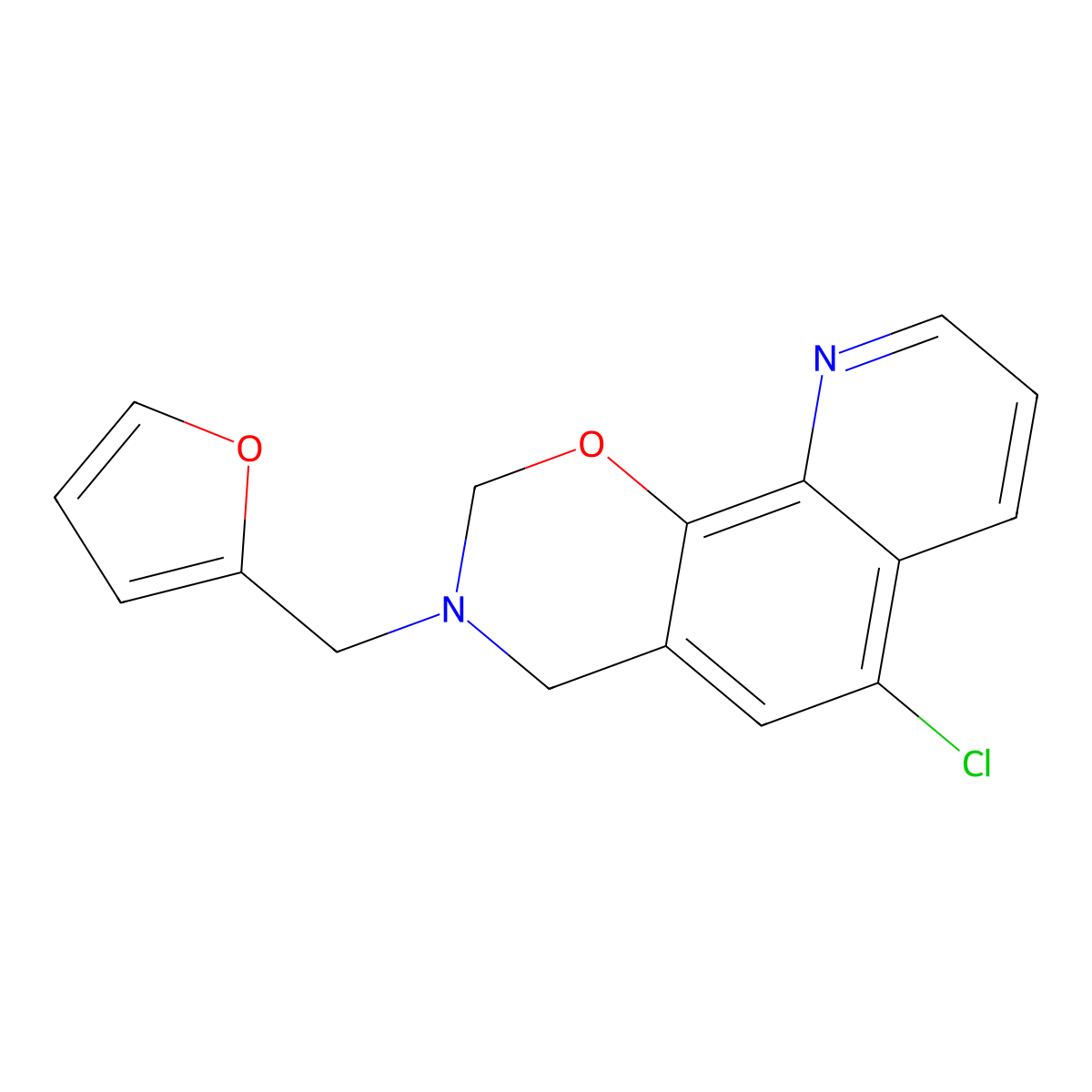 6-chloro-3-(furan-2-ylmethyl)-3,4-dihydro-2H-[1,3]oxazino[5,6-h]quinoline molecular structure, CAS 379253-35-7