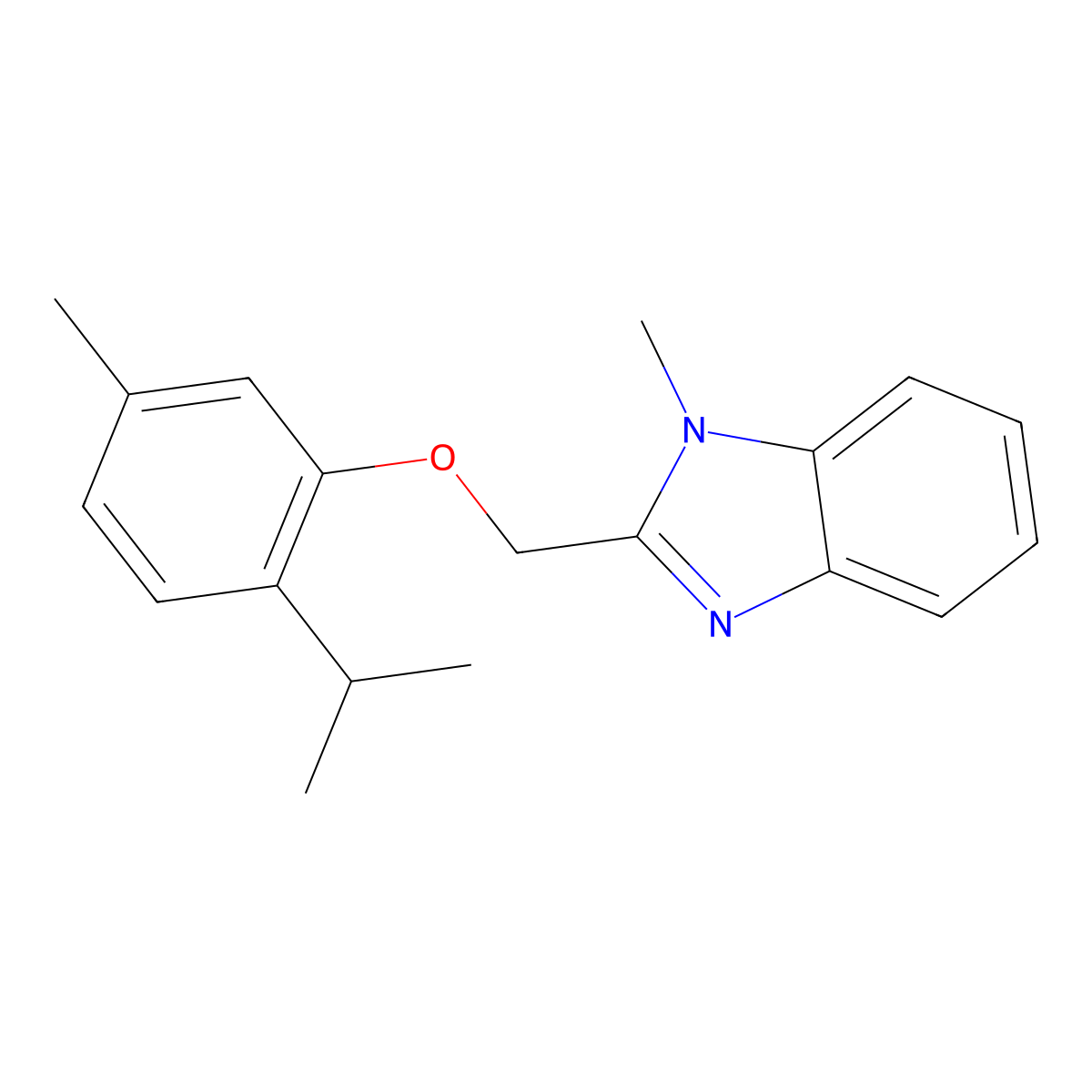 1-Methyl-2-[(5-methyl-2-propan-2-ylphenoxy)methyl]benzimidazole molecular structure, CAS 379253-38-0