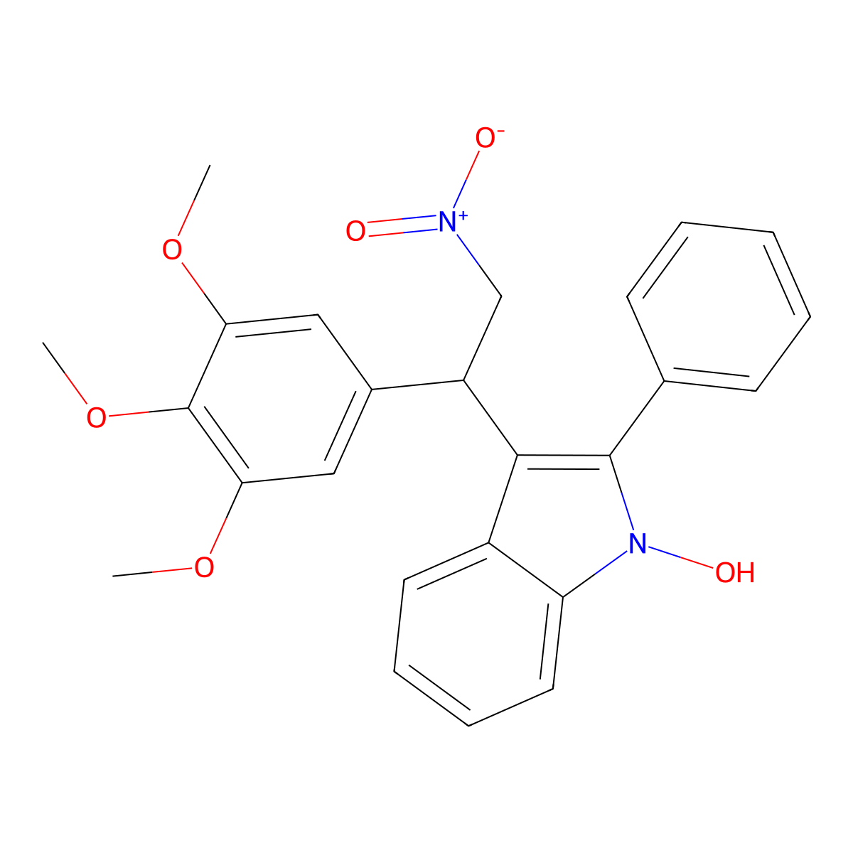 3-[2-nitro-1-(3,4,5-trimethoxyphenyl)ethyl]-2-phenyl-1H-indol-1-ol molecular structure, CAS 379253-42-6