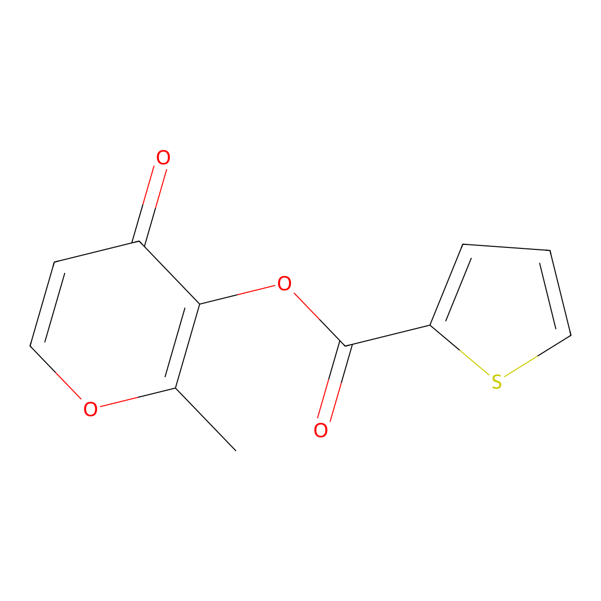 2-methyl-4-oxo-4H-pyran-3-yl thiophene-2-carboxylate molecular structure, CAS 379253-46-0