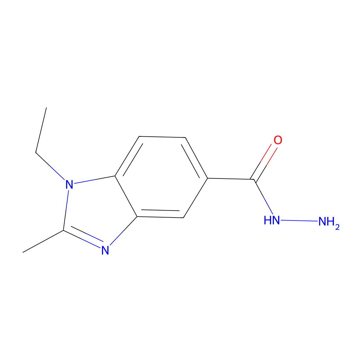 1-ethyl-2-methyl-1H-1,3-benzodiazole-5-carbohydrazide molecular structure, CAS 379254-21-4