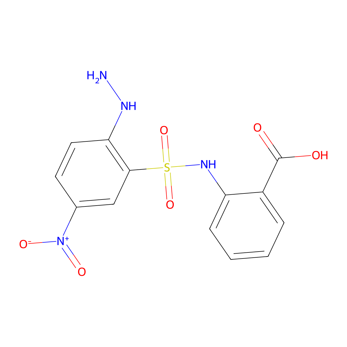 2-[[(2-Hydrazinyl-5-nitrophenyl)sulfonyl]amino]benzoic acid molecular structure, CAS 379254-27-0