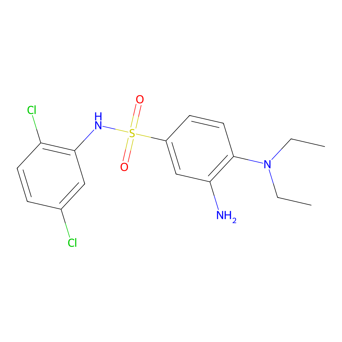 3-amino-N-(2,5-dichlorophenyl)-4-(diethylamino)benzene-1-sulfonamide molecular structure, CAS 379254-28-1