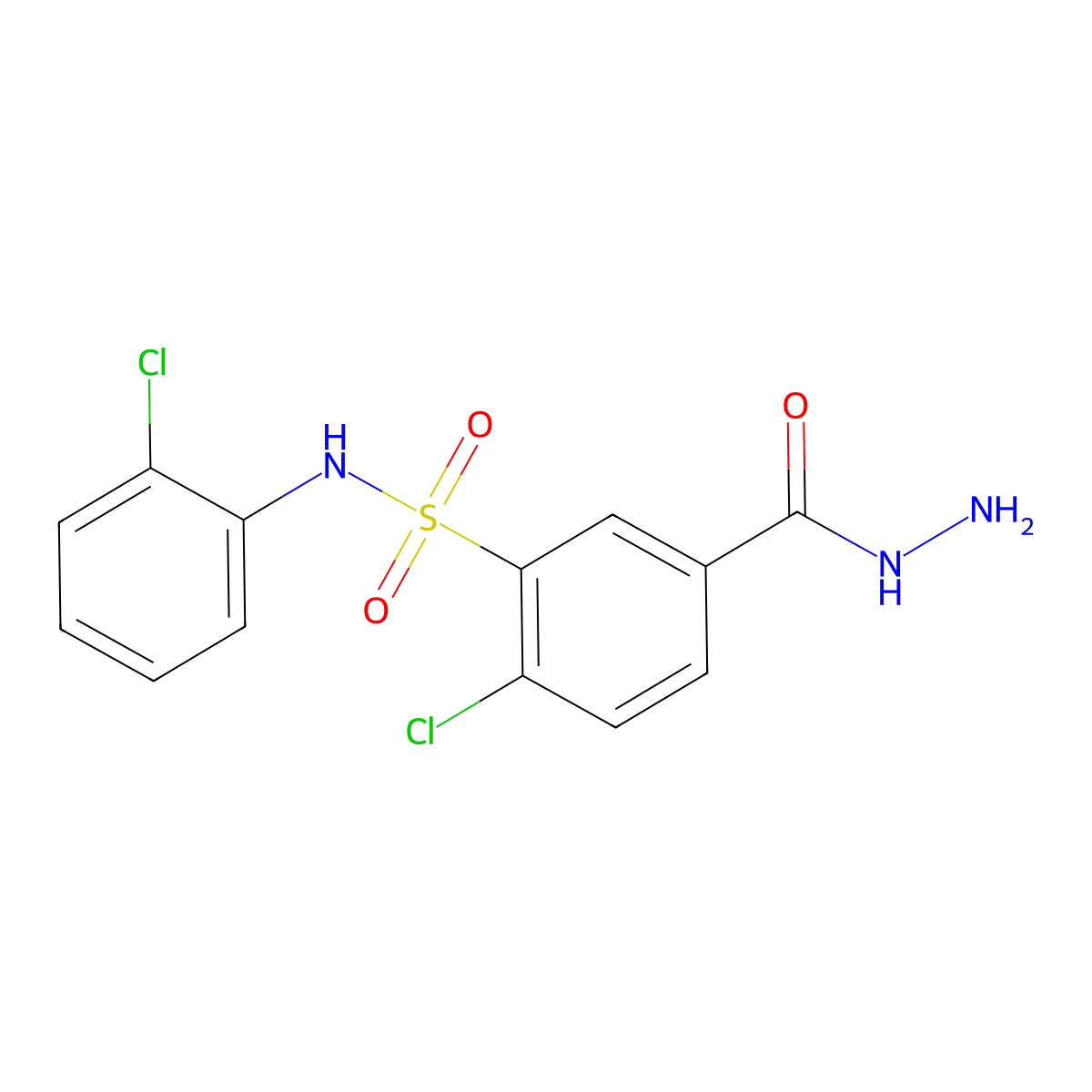 2-chloro-N-(2-chlorophenyl)-5-(hydrazinecarbonyl)benzene-1-sulfonamide molecular structure, CAS 379254-29-2