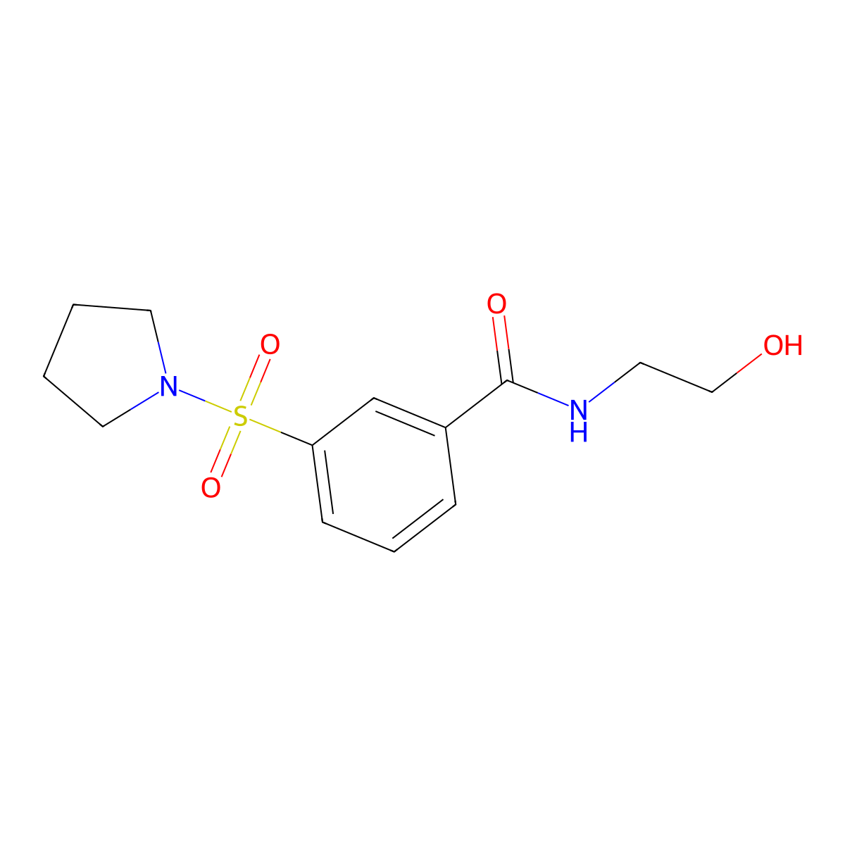 N-(2-hydroxyethyl)-3-(pyrrolidine-1-sulfonyl)benzamide molecular structure, CAS 379254-38-3