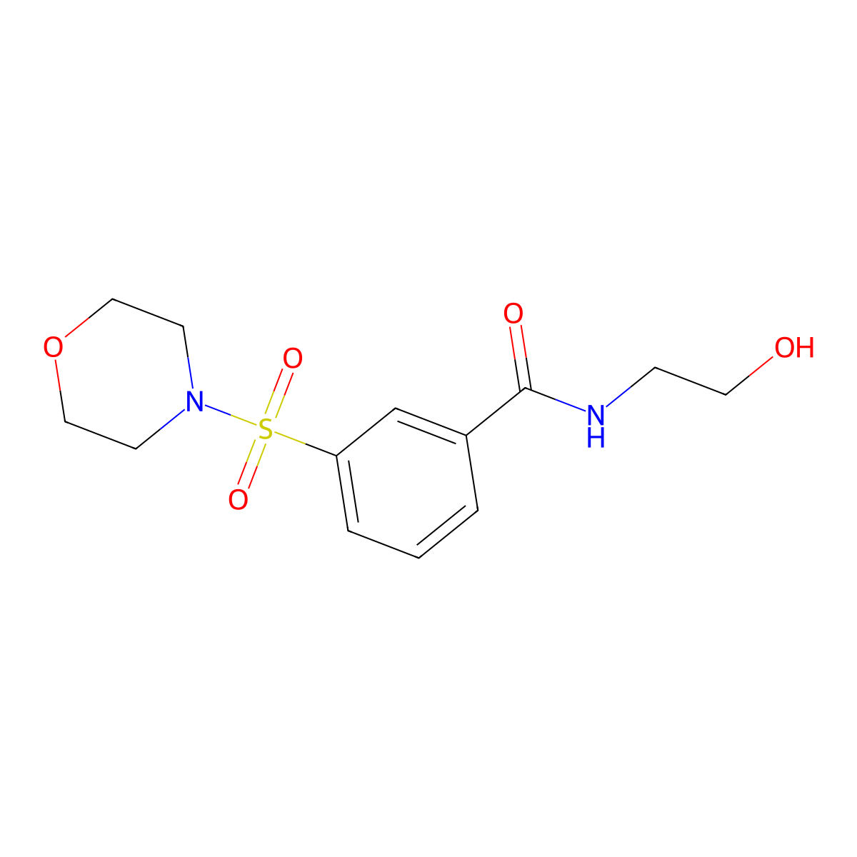N-(2-hydroxyethyl)-3-(morpholine-4-sulfonyl)benzamide molecular structure, CAS 379254-39-4