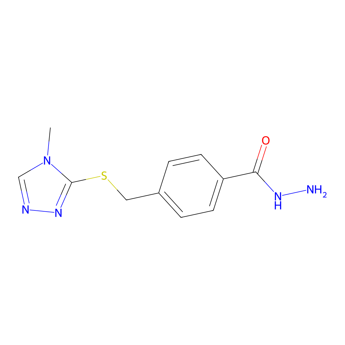 4-{[(4-methyl-4H-1,2,4-triazol-3-yl)sulfanyl]methyl}benzohydrazide molecular structure, CAS 379254-42-9