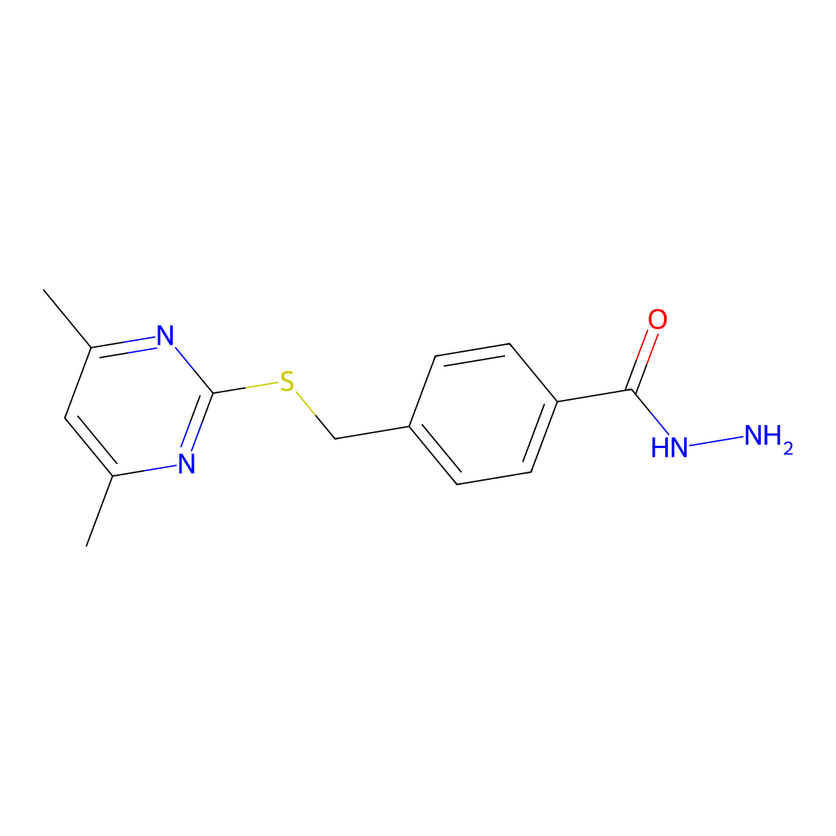 4-{[(4,6-Dimethylpyrimidin-2-yl)sulfanyl]methyl}benzohydrazide molecular structure, CAS 379254-44-1