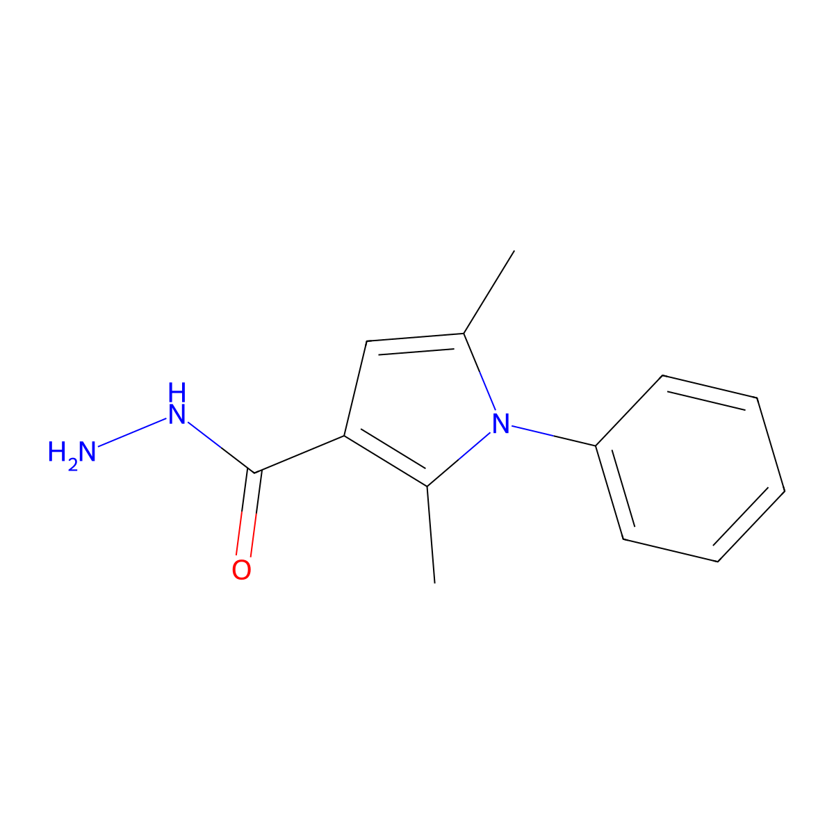 2,5-dimethyl-1-phenyl-1H-pyrrole-3-carbohydrazide molecular structure, CAS 379254-48-5