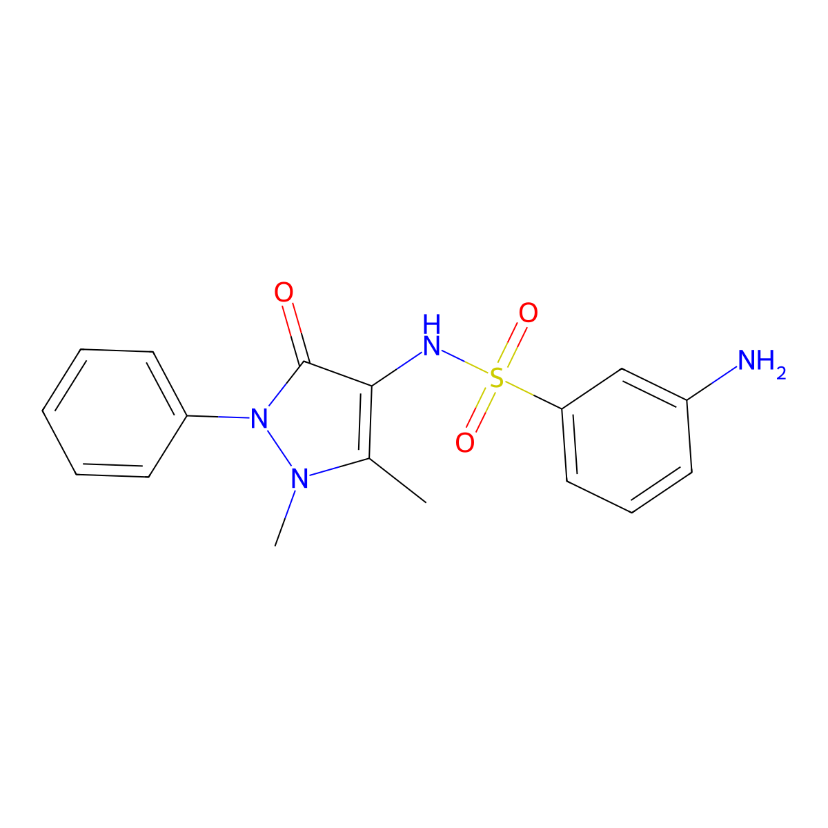 3-amino-N-(1,5-dimethyl-3-oxo-2-phenyl-2,3-dihydro-1H-pyrazol-4-yl)benzene-1-sulfonamide molecular structure, CAS 379254-54-3