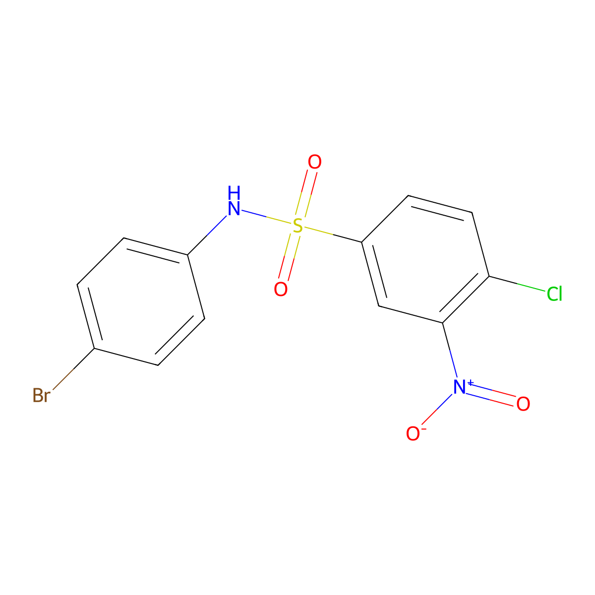 N-(4-bromophenyl)-4-chloro-3-nitrobenzene-1-sulfonamide molecular structure, CAS 379254-73-6