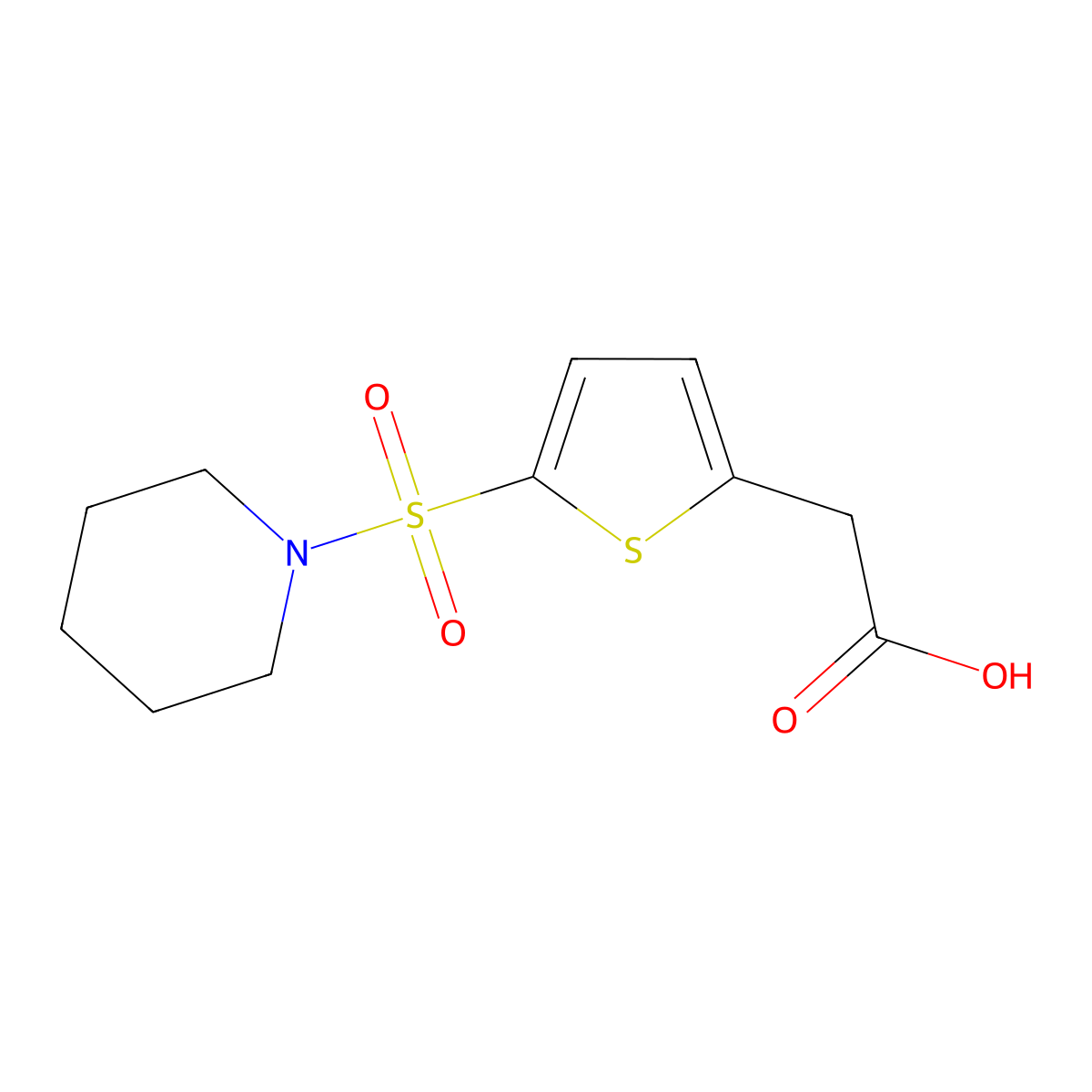 2-[5-(Piperidine-1-sulfonyl)thiophen-2-yl]acetic acid molecular structure, CAS 379254-74-7