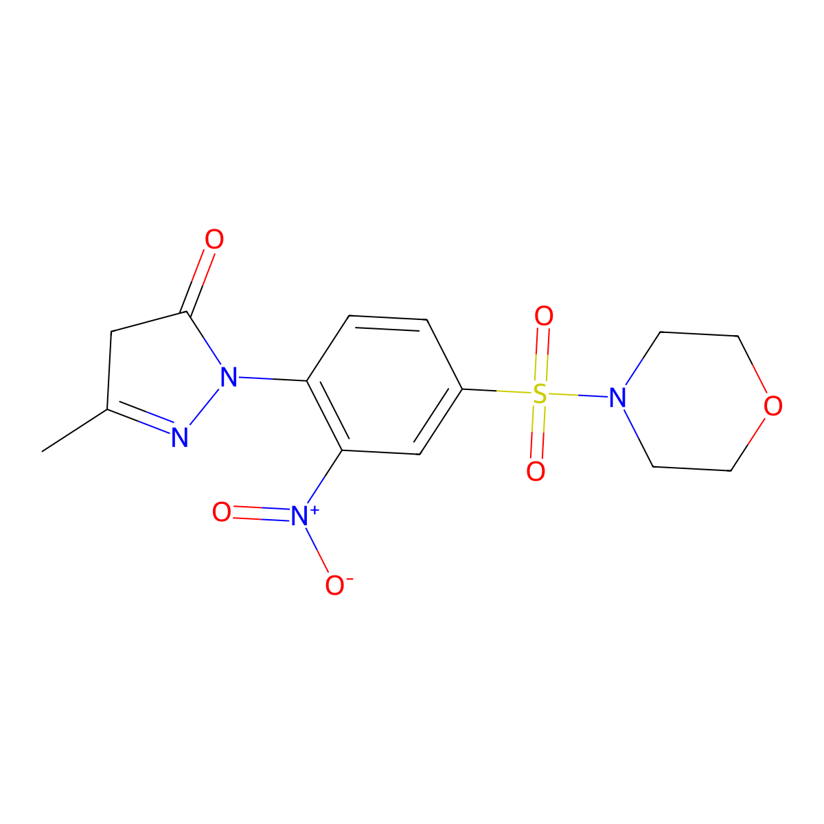 3-methyl-1-[4-(morpholine-4-sulfonyl)-2-nitrophenyl]-4,5-dihydro-1H-pyrazol-5-one molecular structure, CAS 379255-00-2