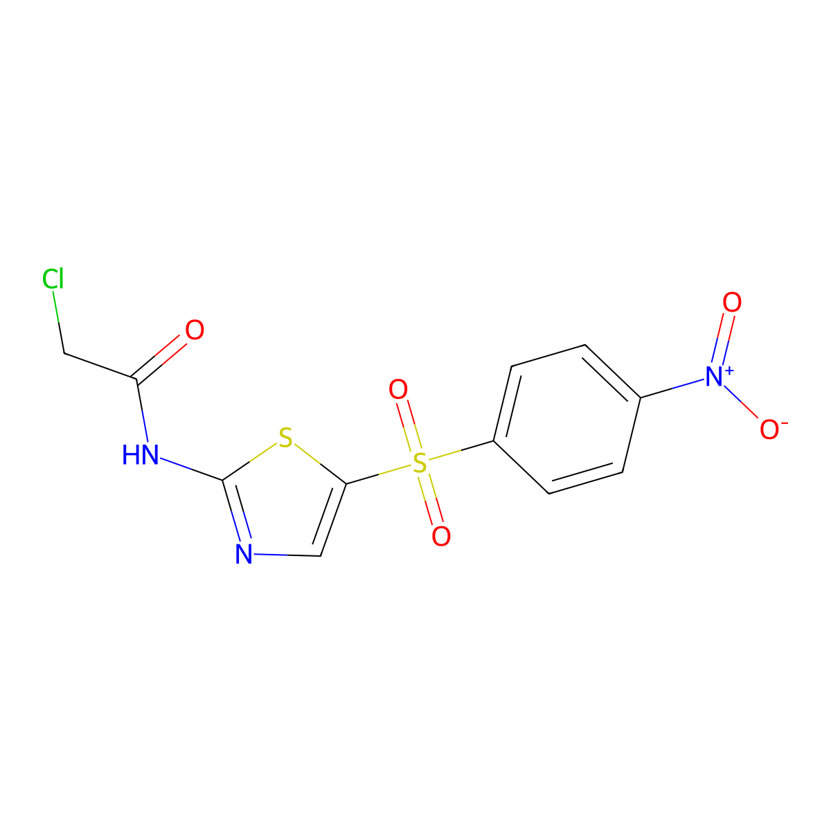 2-Chloro-N-[5-[(4-nitrophenyl)sulfonyl]-2-thiazolyl]acetamide molecular structure, CAS 379255-52-4