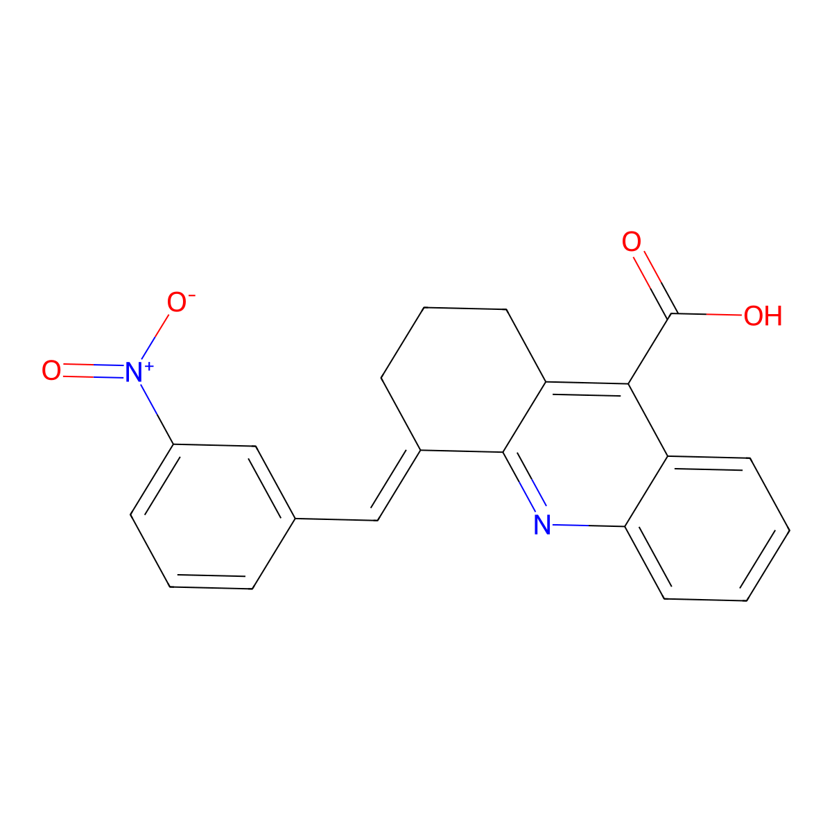 4-(3-Nitro-benzylidene)-1,2,3,4-tetrahydro-acridine-9-carboxylic acid molecular structure, CAS 379255-82-0