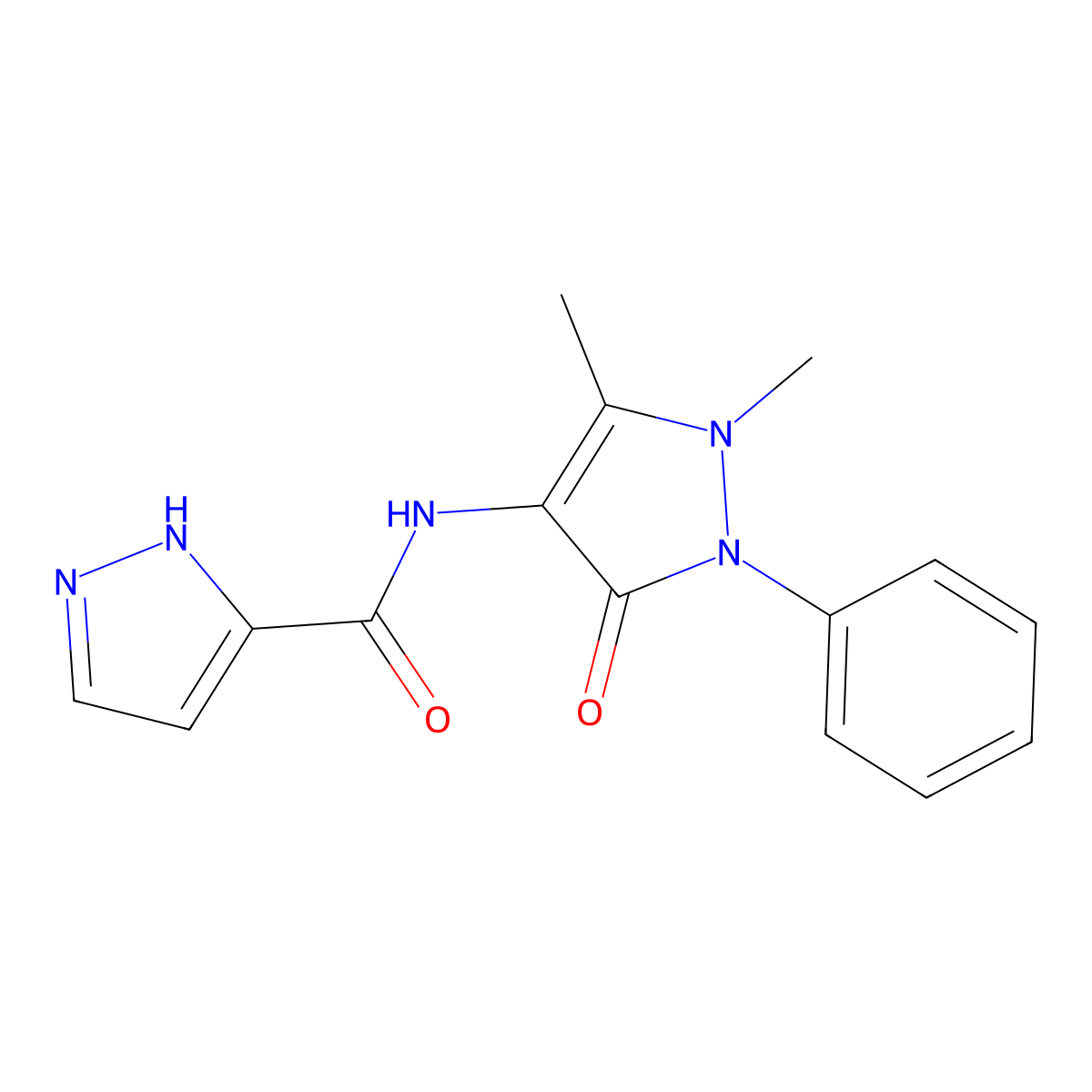 N-(1,5-dimethyl-3-oxo-2-phenyl-2,3-dihydro-1H-pyrazol-4-yl)-1H-pyrazole-3-carboxamide molecular structure, CAS 379255-85-3