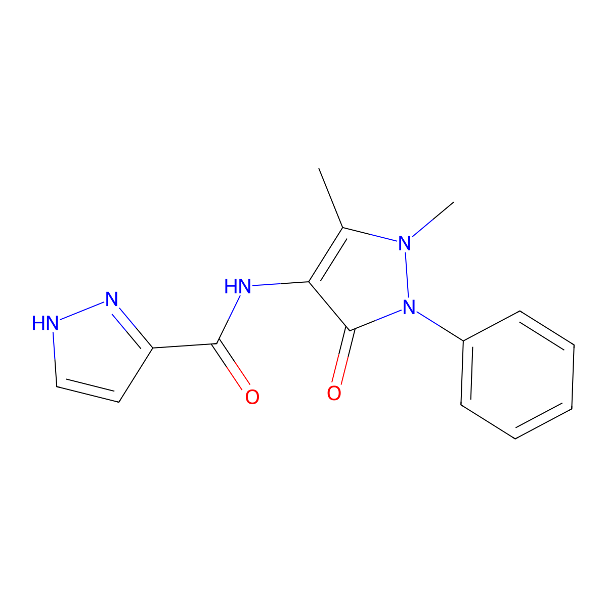 N-(1,5-dimethyl-3-oxo-2-phenyl-2,3-dihydro-1H-pyrazol-4-yl)-1H-pyrazole-3-carboxamide molecular structure, CAS 379255-85-3