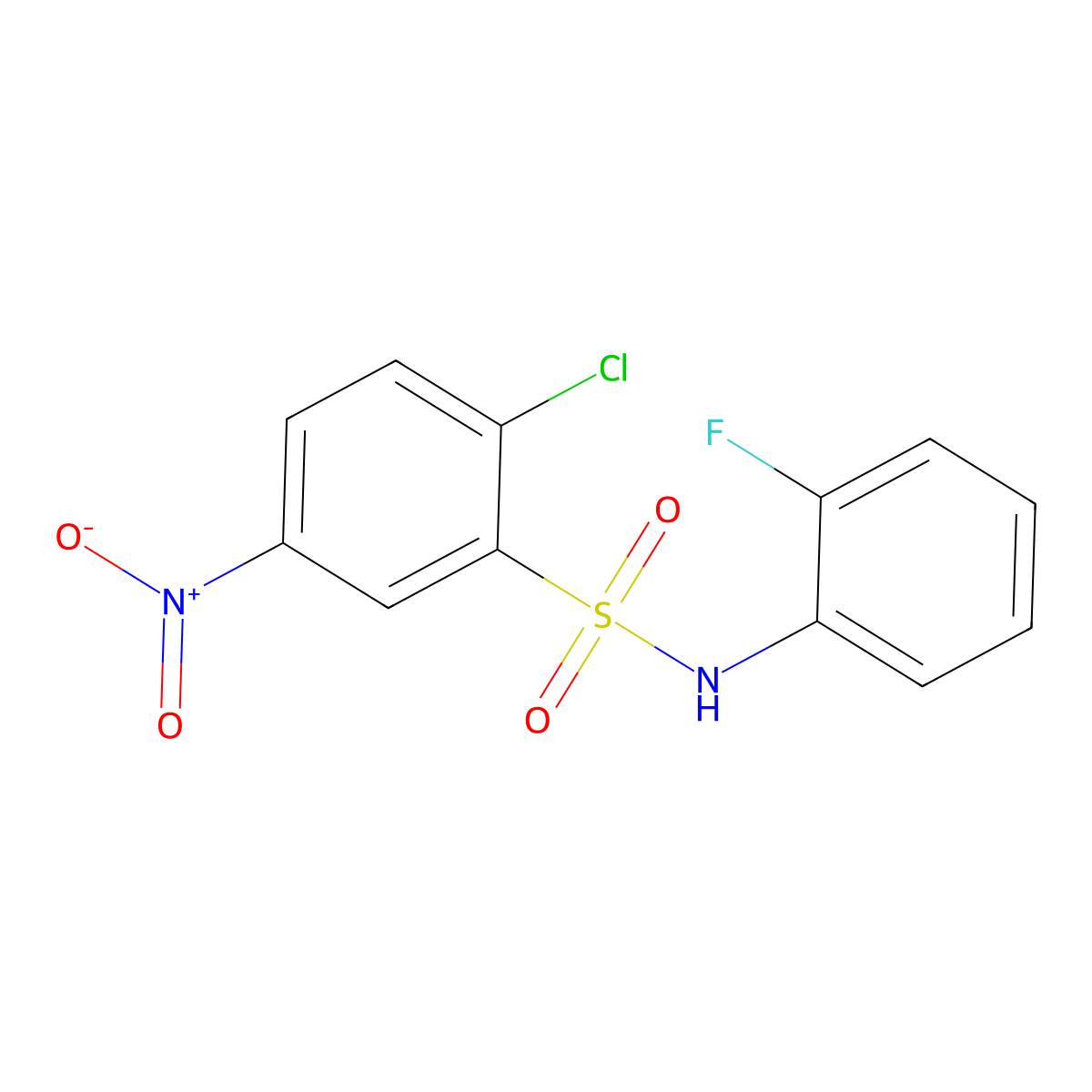 2-chloro-N-(2-fluorophenyl)-5-nitrobenzene-1-sulfonamide molecular structure, CAS 379255-88-6