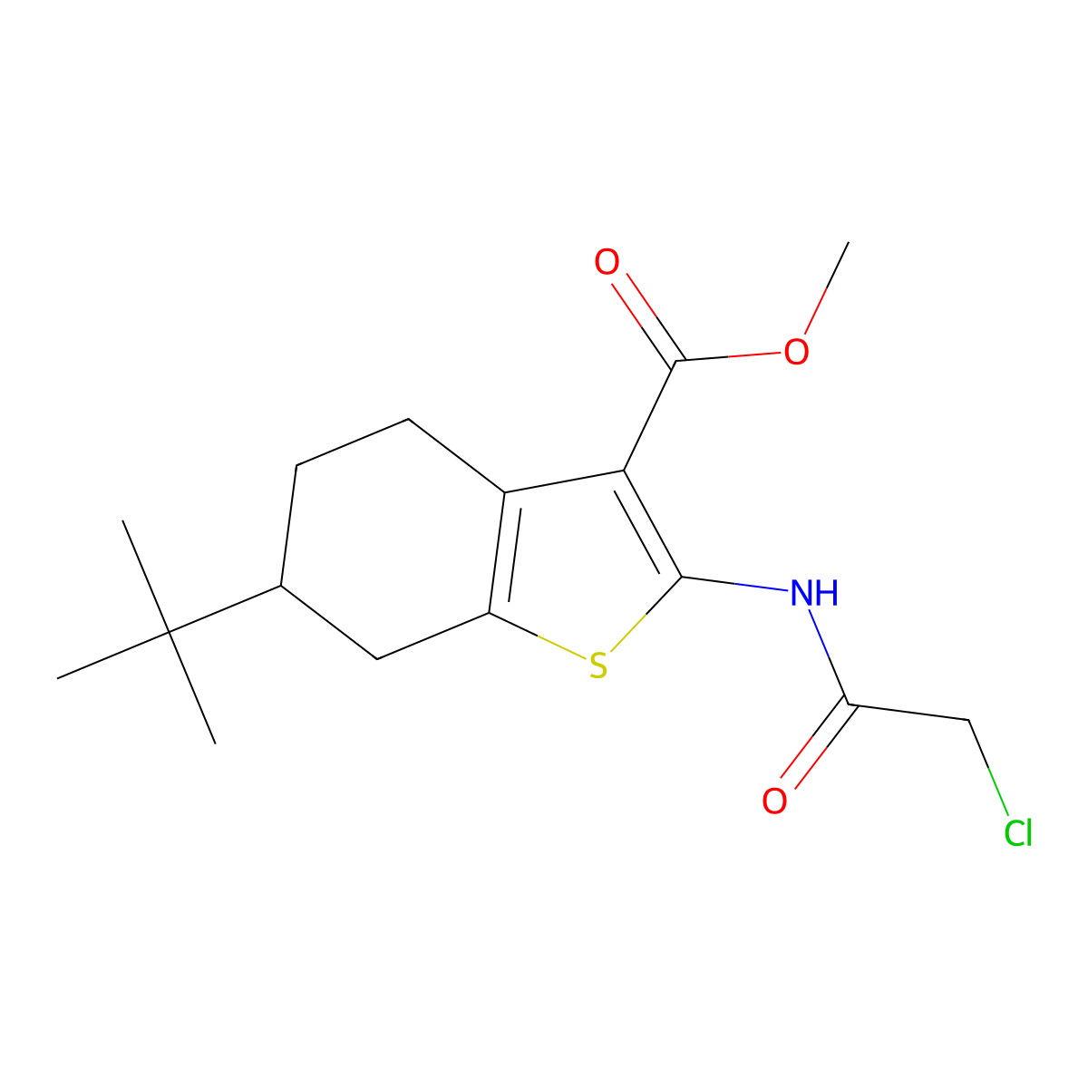 Methyl 6-tert-butyl-2-[(chloroacetyl)amino]-4,5,6,7-tetrahydro-1-benzothiophene-3-carboxylate molecular structure, CAS 379256-23-2