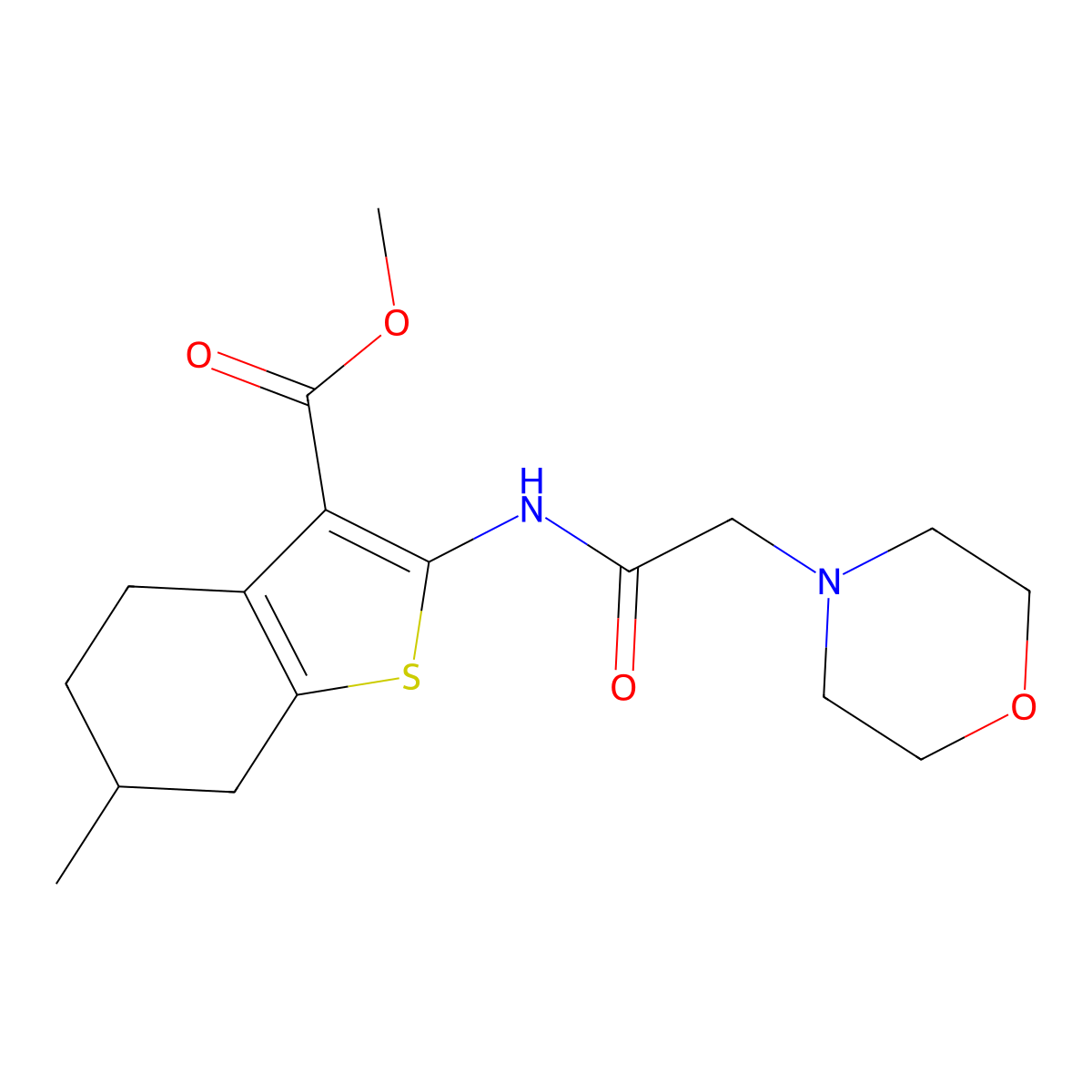 6-Methyl-2-[[2-(4-morpholinyl)-1-oxoethyl]amino]-4,5,6,7-tetrahydro-1-benzothiophene-3-carboxylic acid methyl ester molecular structure, CAS 379256-32-3