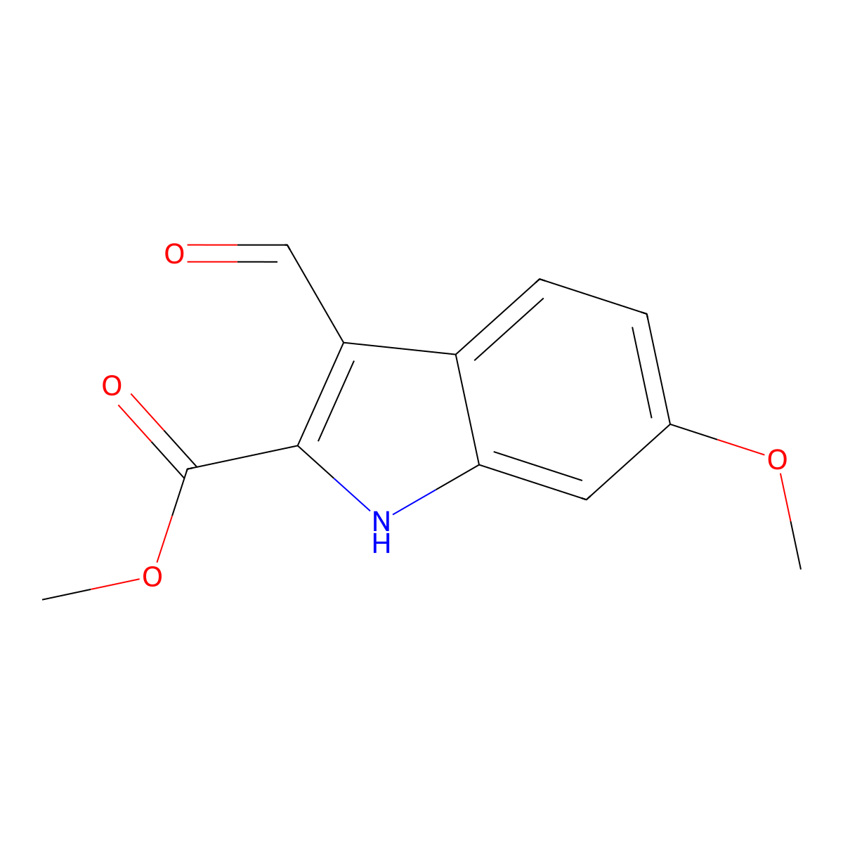 Methyl 3-formyl-6-methoxy-1H-indole-2-carboxylate molecular structure, CAS 379260-71-6