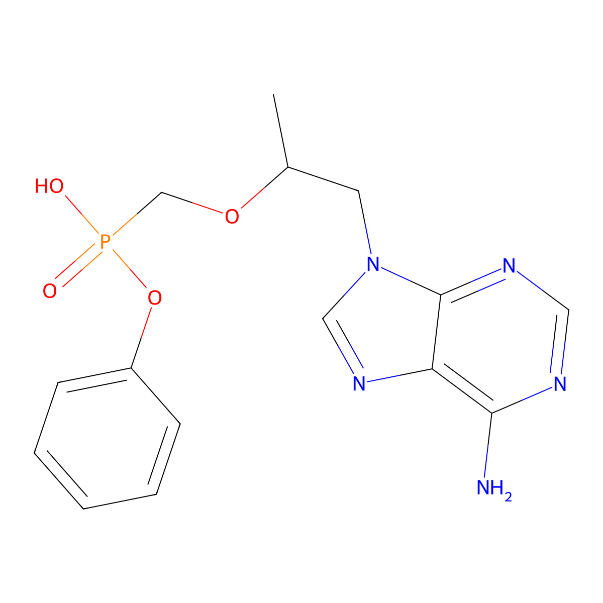 Phenyl hydrogen ((R)-1-(6-amino-9H-purin-9-YL)propan-2-yloxy)methylphosphonate molecular structure, CAS 379270-35-6