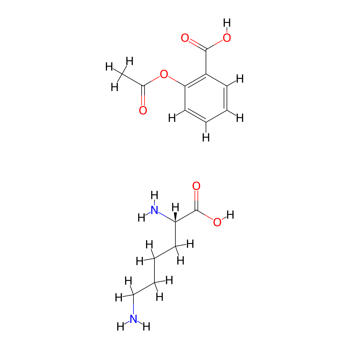 Aspirin lysine molecular structure, CAS 37933-78-1