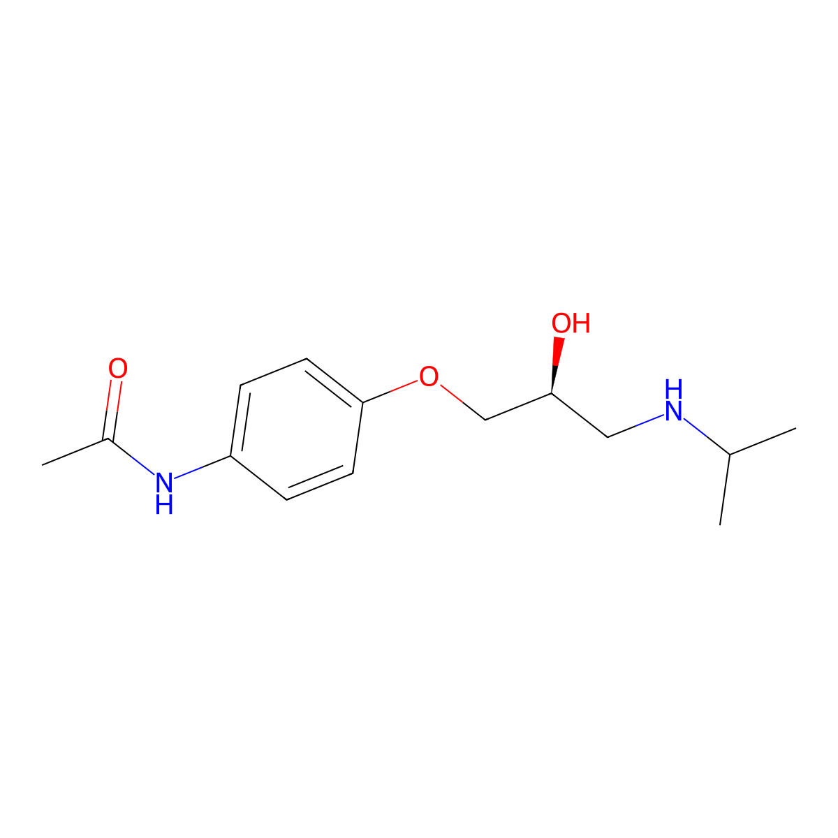 Practolol, (S)- molecular structure, CAS 37936-65-5