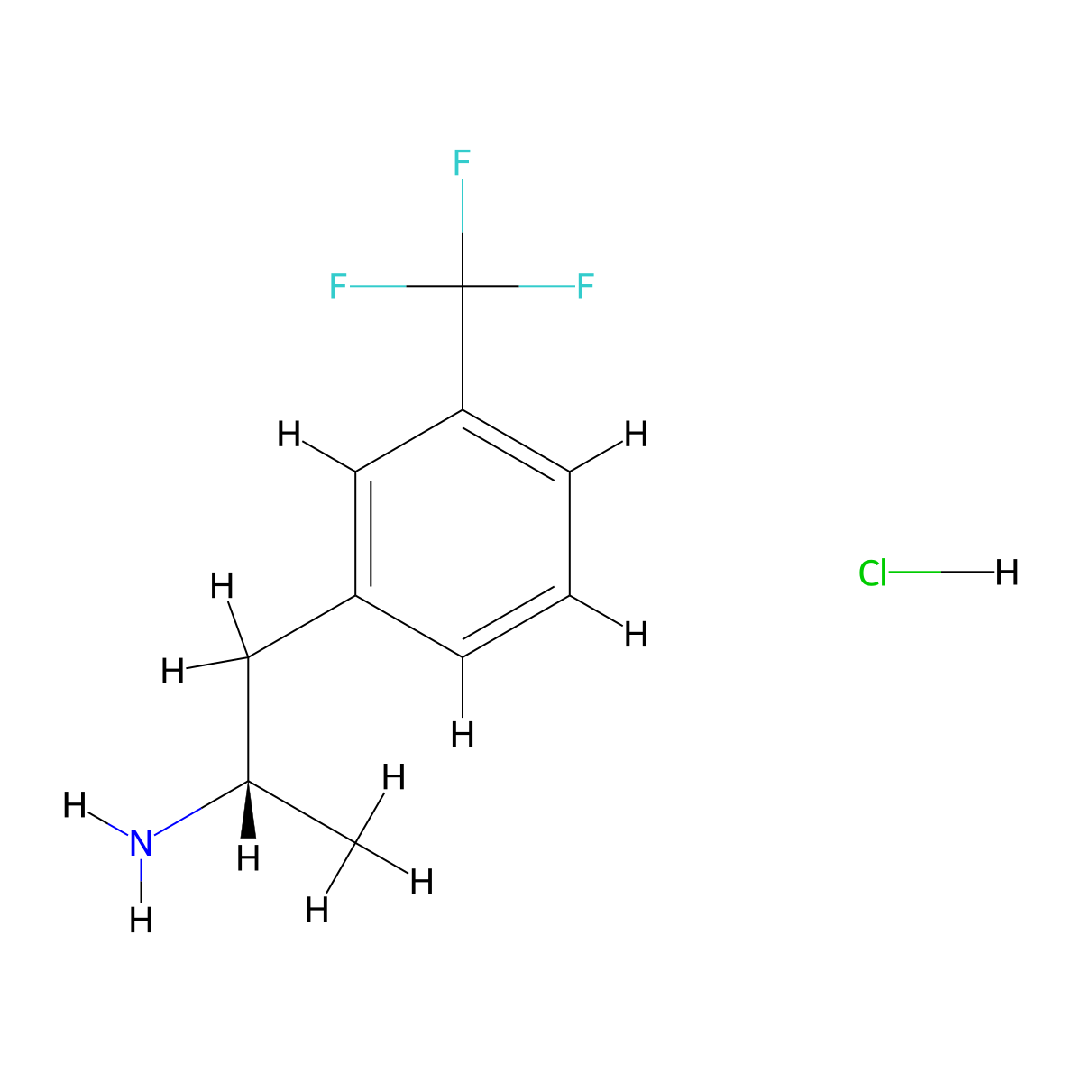 (+)-Norfenfluramine hydrochloride molecular structure, CAS 37936-89-3