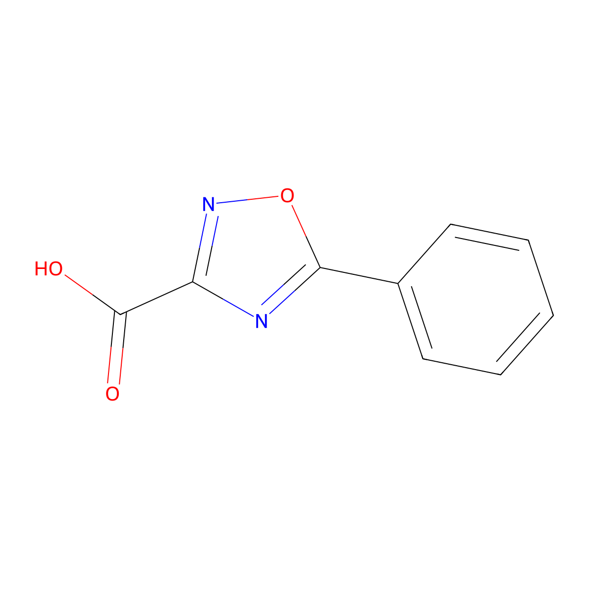5-Phenyl-1,2,4-oxadiazole-3-carboxylic acid molecular structure, CAS 37937-62-5