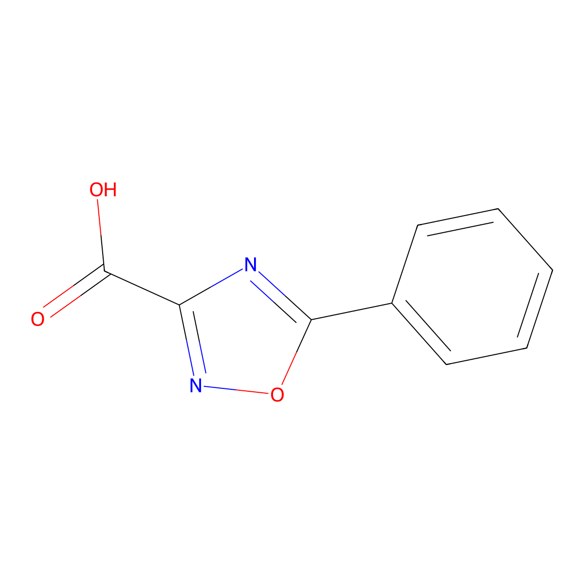 5-Phenyl-1,2,4-oxadiazole-3-carboxylic acid molecular structure, CAS 37937-62-5